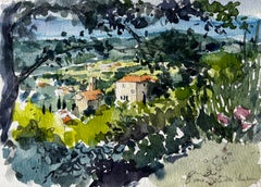 View of Châteauneuf Landscape Provence Watercolour French Post Impressionist