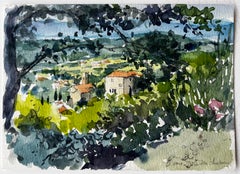 View of Châteauneuf Landscape Provence Watercolour French Post Impressionist