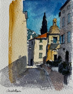 Castellar Village Street Scene Provence Watercolour French Post Impressionist
