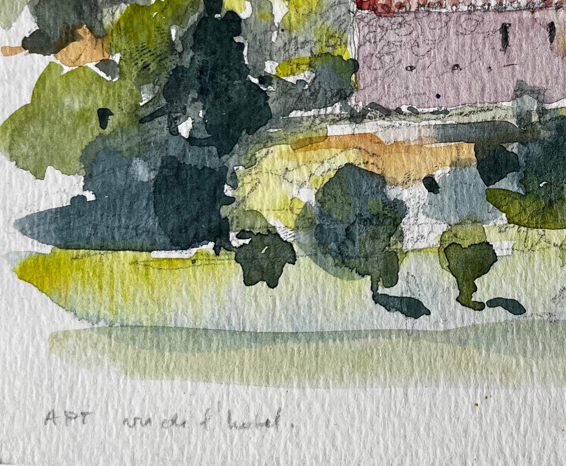 Apt Paesaggio di campagna in fattoria Acquerello francese Post Impressionista in vendita 1