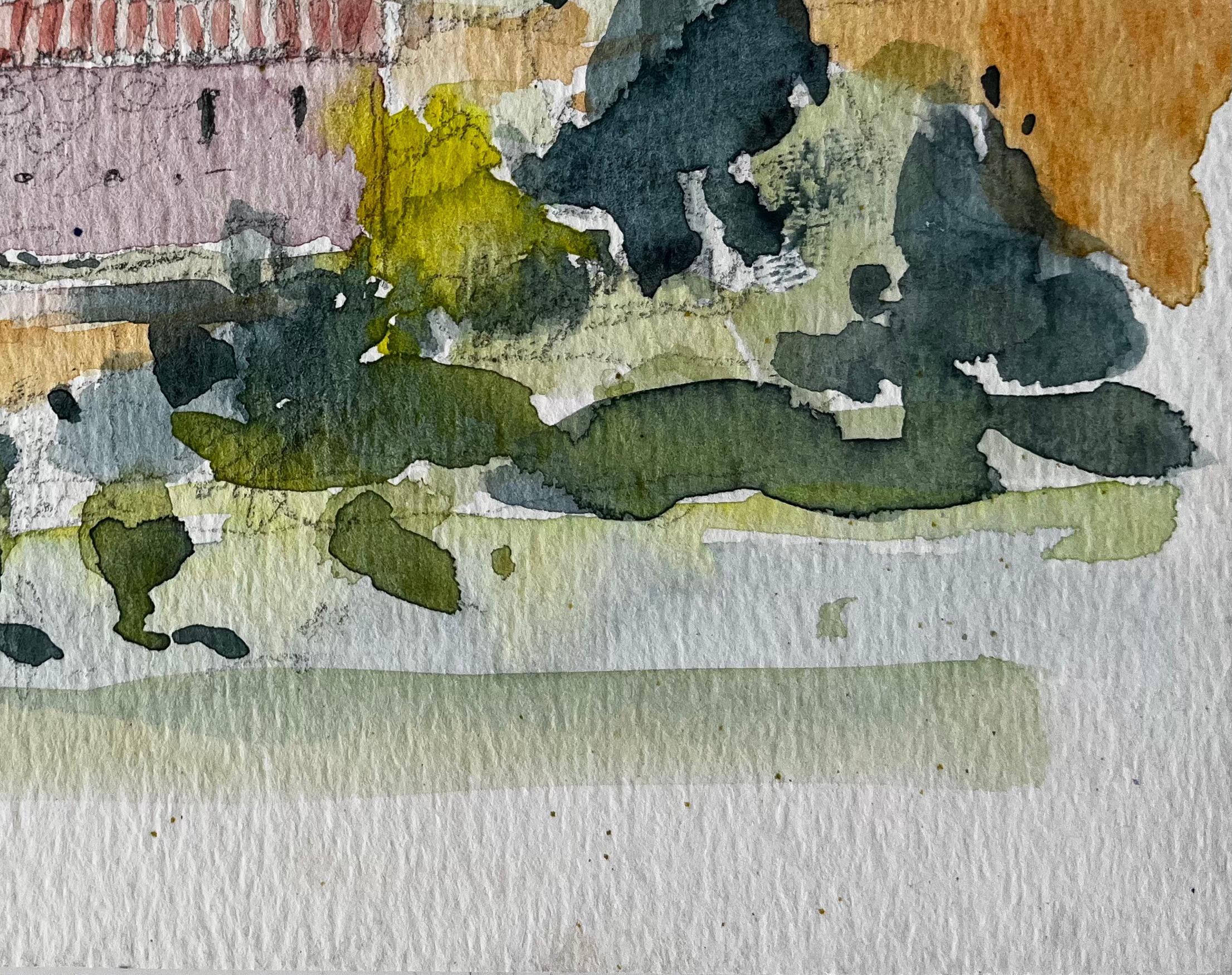 Titolo: Apt Paesaggio di campagna in fattoria Acquerello Francese Post Impressionista
Artista: Pierre Neveu (francese, nato nel 1929)
Medium: Acquerello su carta da artisti, senza cornice
Dimensioni (H. H. x L.): 5 x 7 pollici
Firmato: iscrizione in