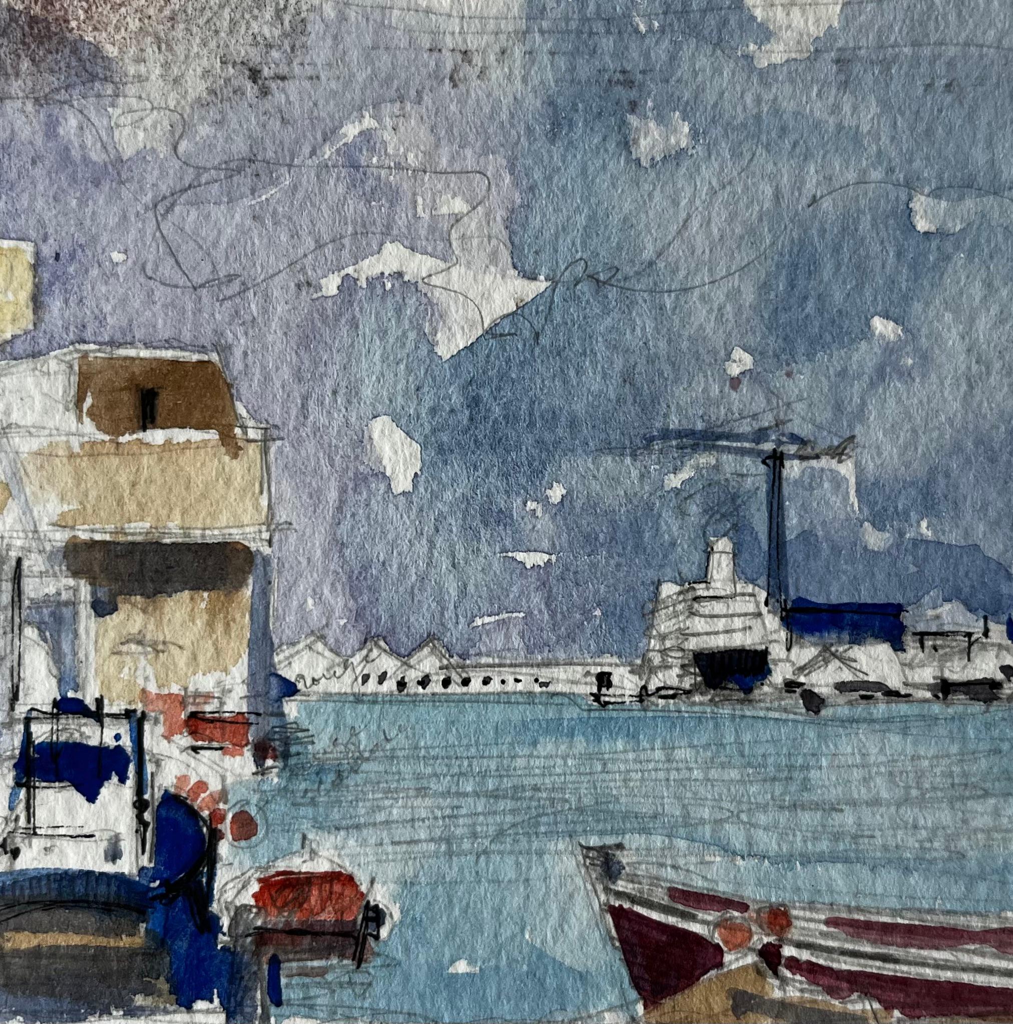 Saint Nazaire French Harbour Boats and Shipyard Study Modern French For Sale 2