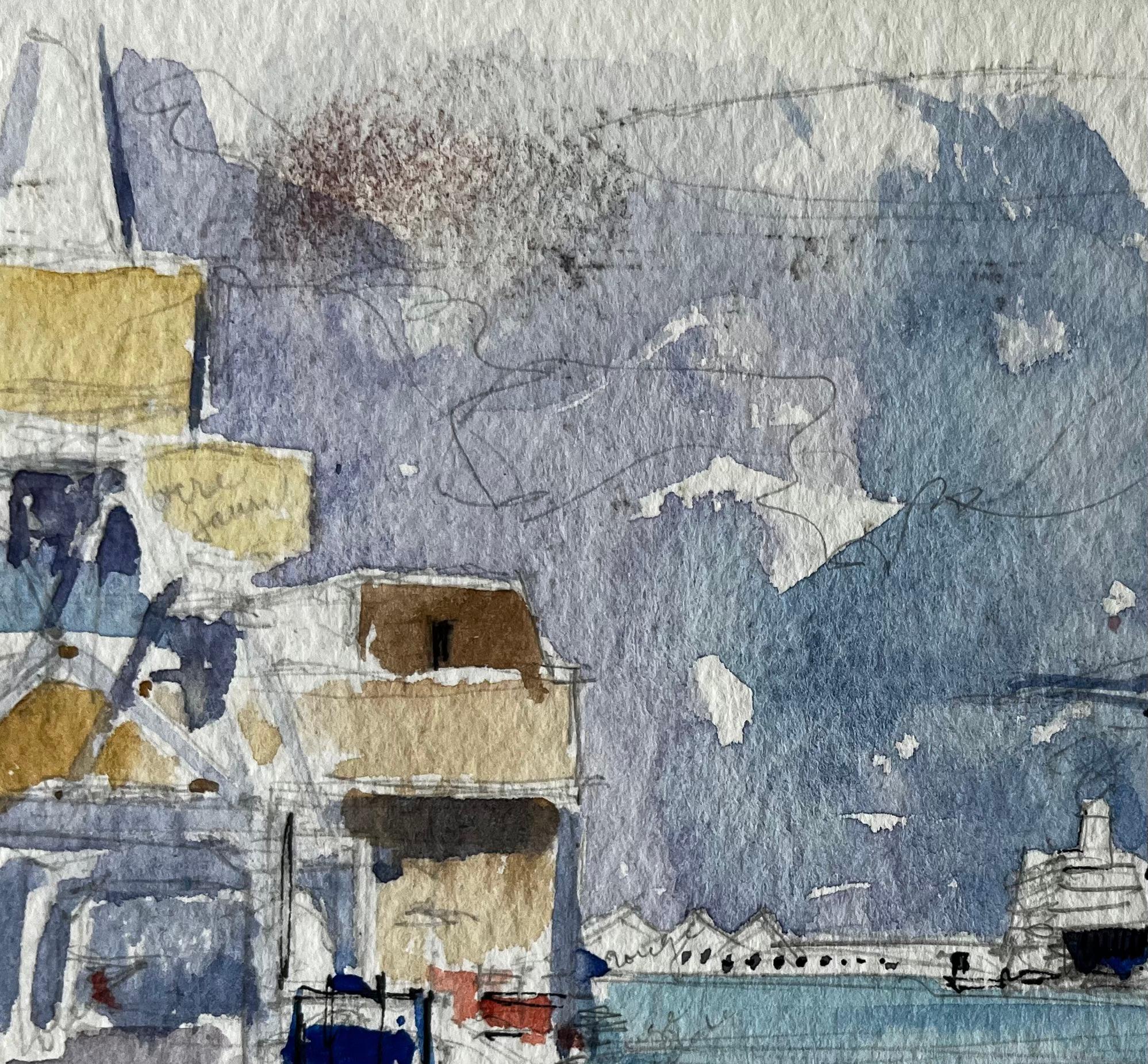 Saint Nazaire French Harbour Boats and Shipyard Study Modern French For Sale 1