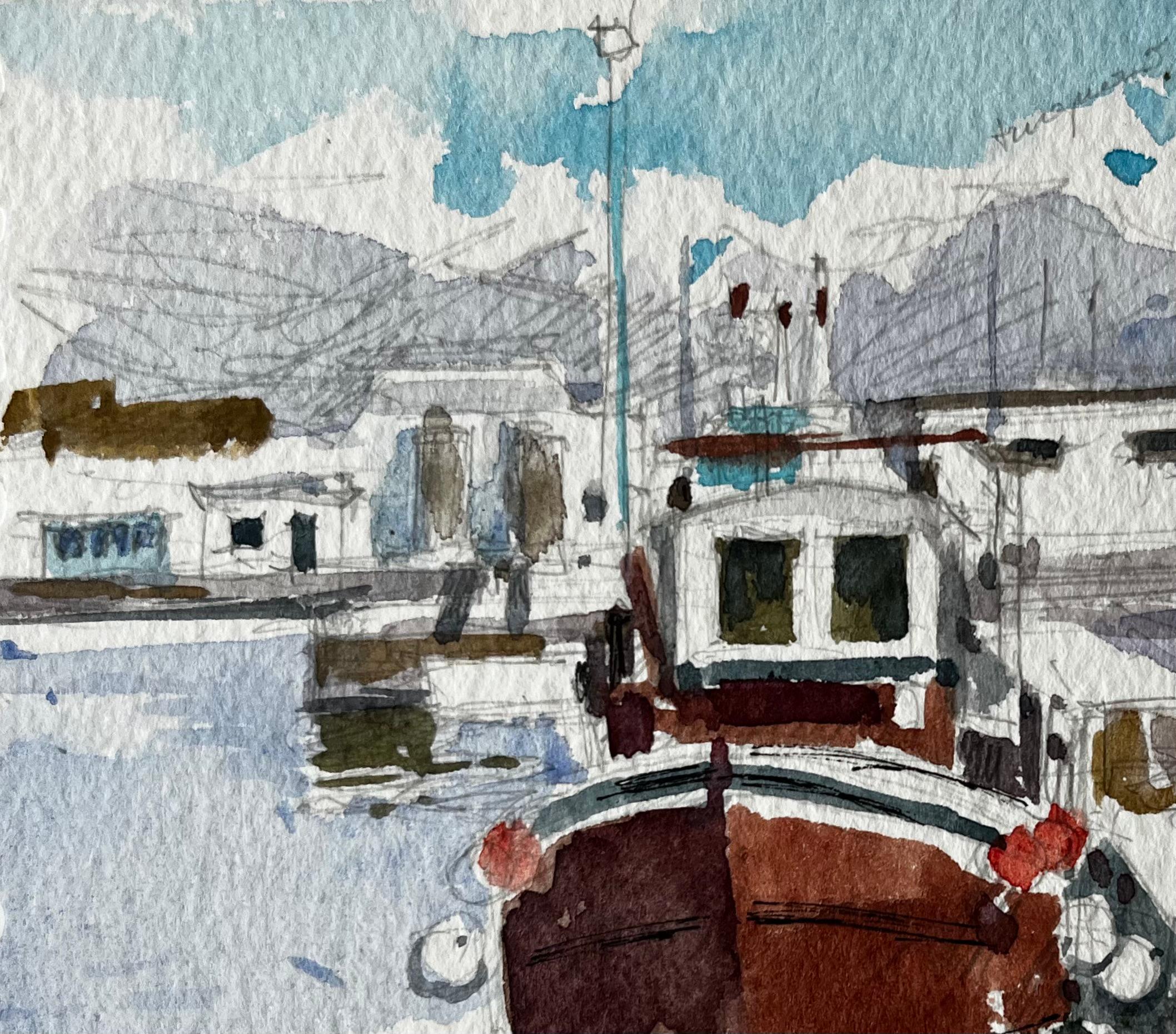 Saint Nazaire Bateau de pêche français au port Étude côtière moderne en vente 1