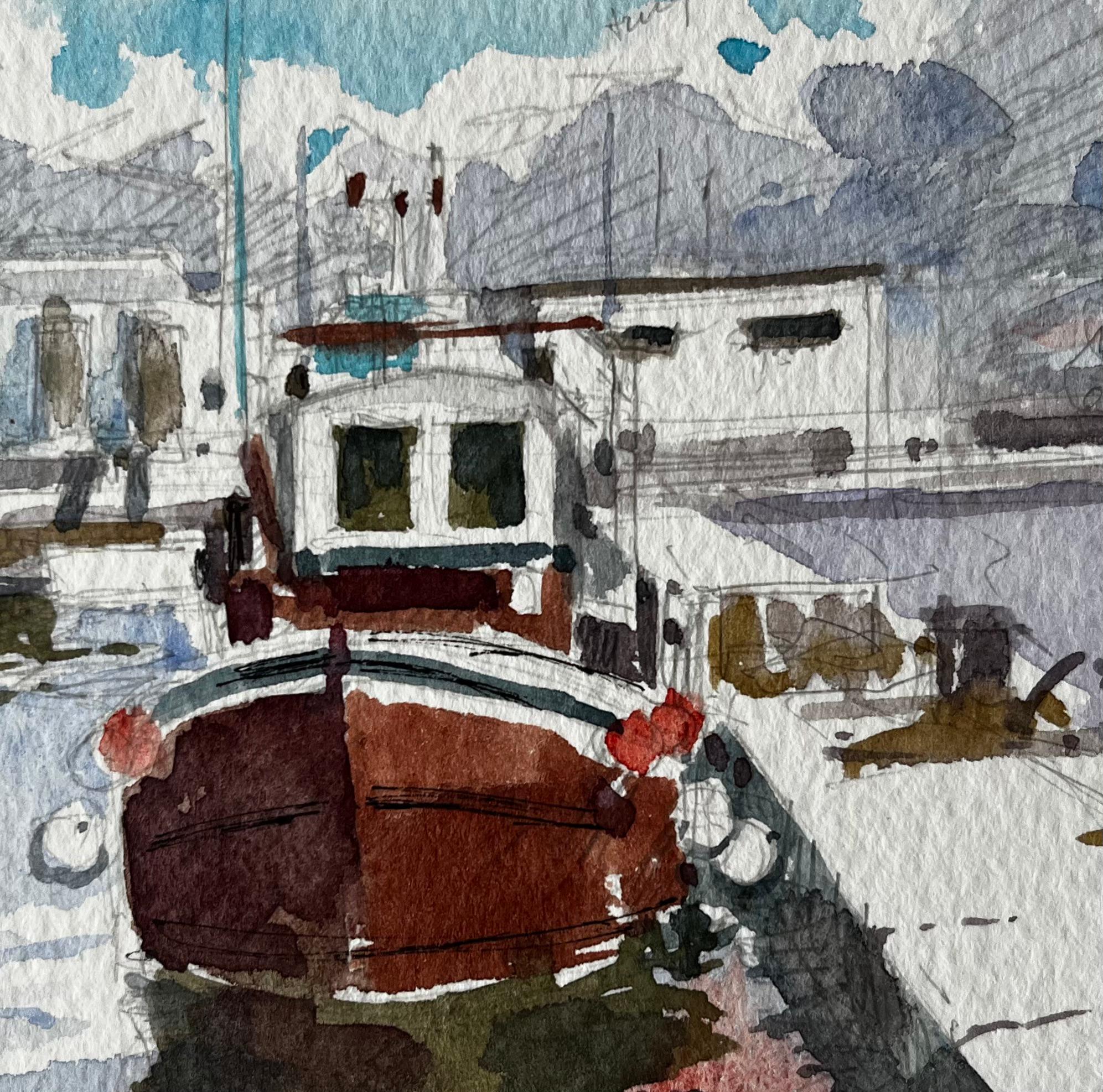 Saint Nazaire Bateau de pêche français au port Étude côtière moderne en vente 2