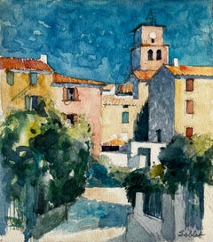 Sablet Village Church and Sunlit Houses Provençal French Landscape Study