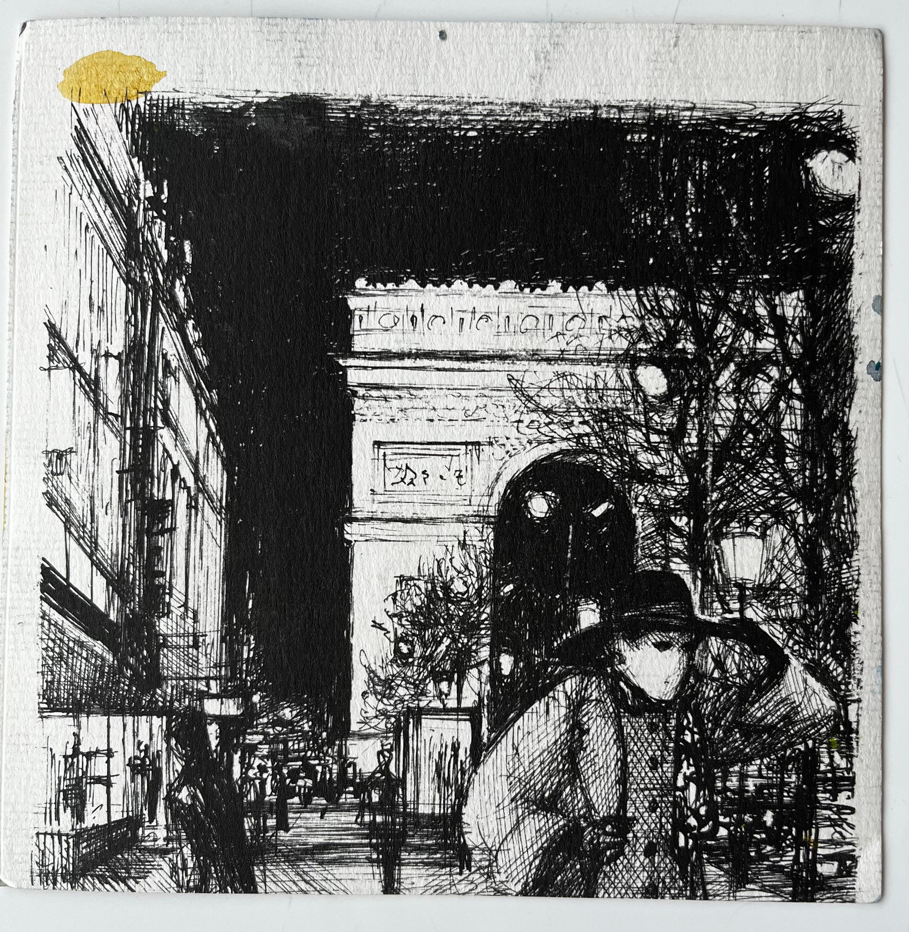 Scène de rue d'un village français avec café et étal de marché Étude provençale en vente 3