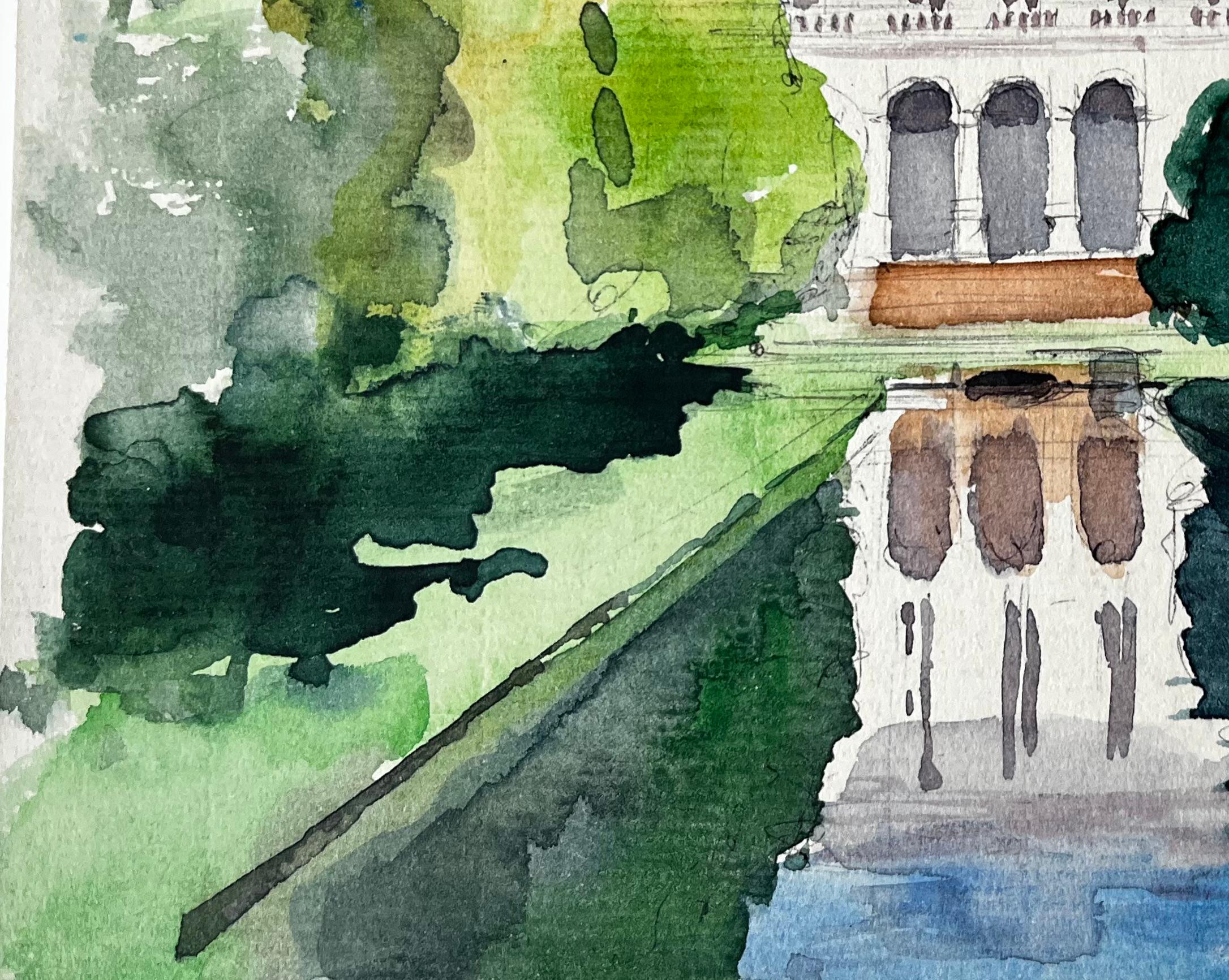 Abbaye de Royaumont L'abbaye française se reflète dans la piscine du jardin en vente 1