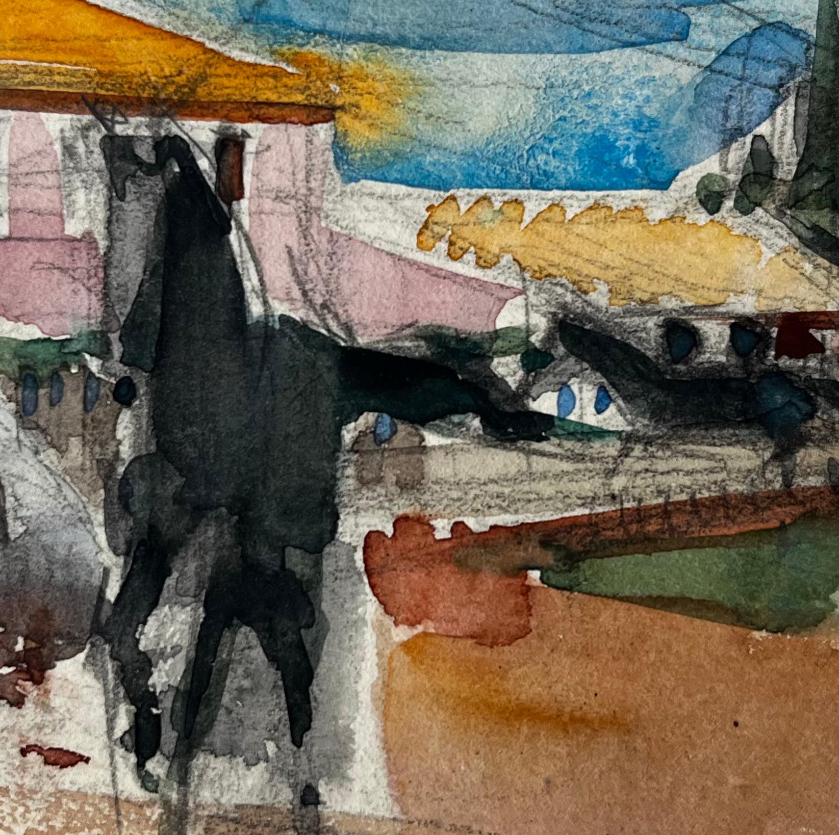 Ferme provençale avec cheval et cyprès Paysage de campagne française en vente 2