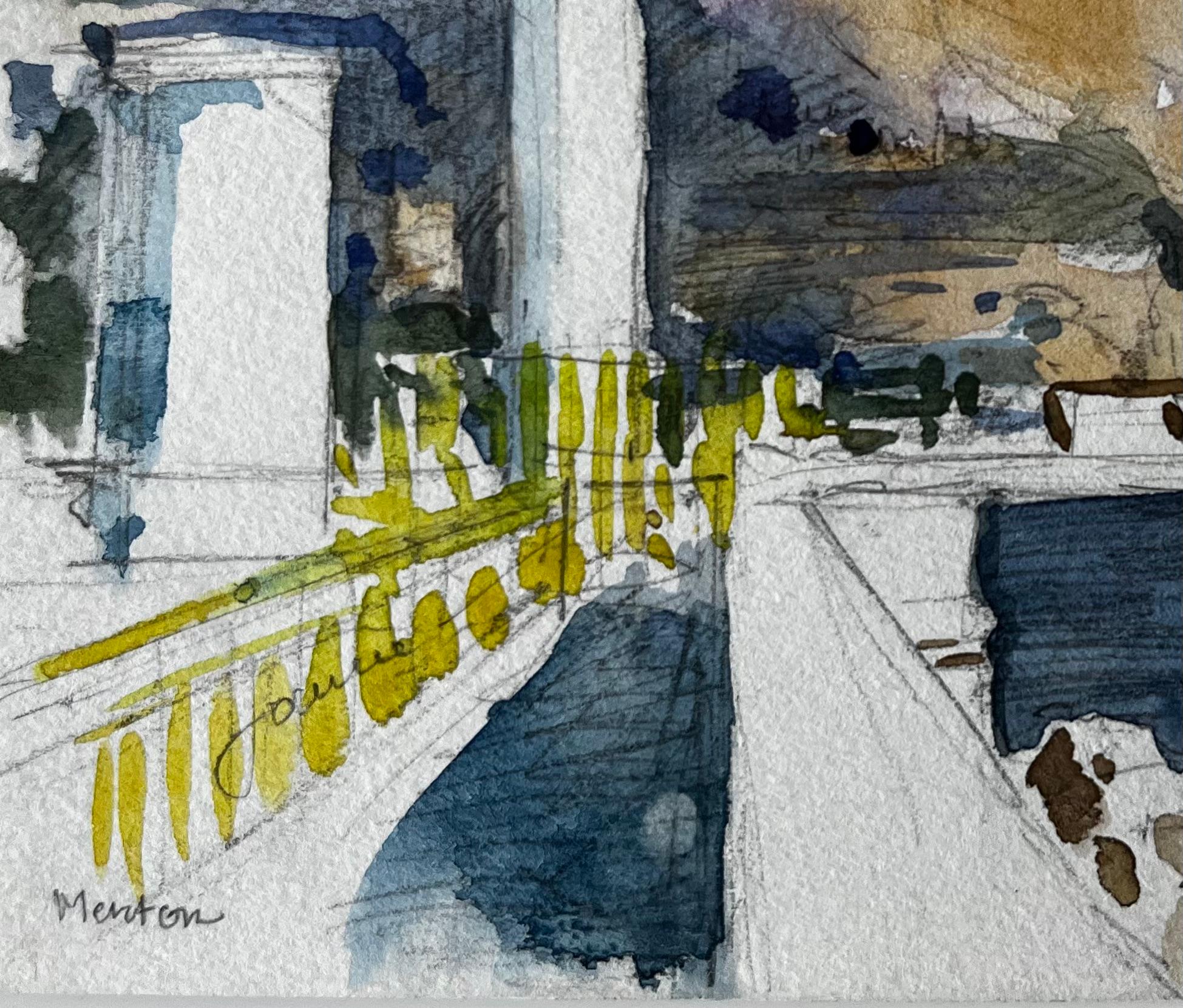 Menton Lighthouse and Coastal Promenade French Riviera Study For Sale 1