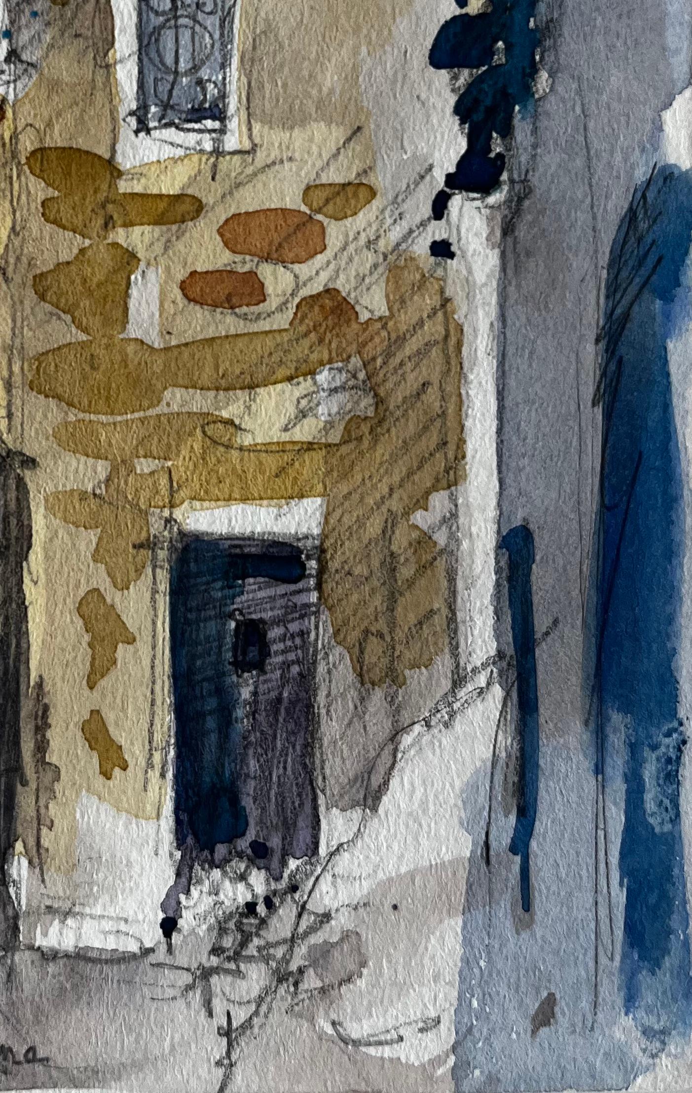 Titel: Roquebrune Steinbogen und sonnenbeschienene Fassade Straßenszene an der französischen Riviera
Künstler: Pierre Neveu (Franzose, geb. 1929)
Medium: Aquarell auf Künstlerpapier, ungerahmt
Größe (H x B): 6 x 4 Zoll
Signiert: Unten links,