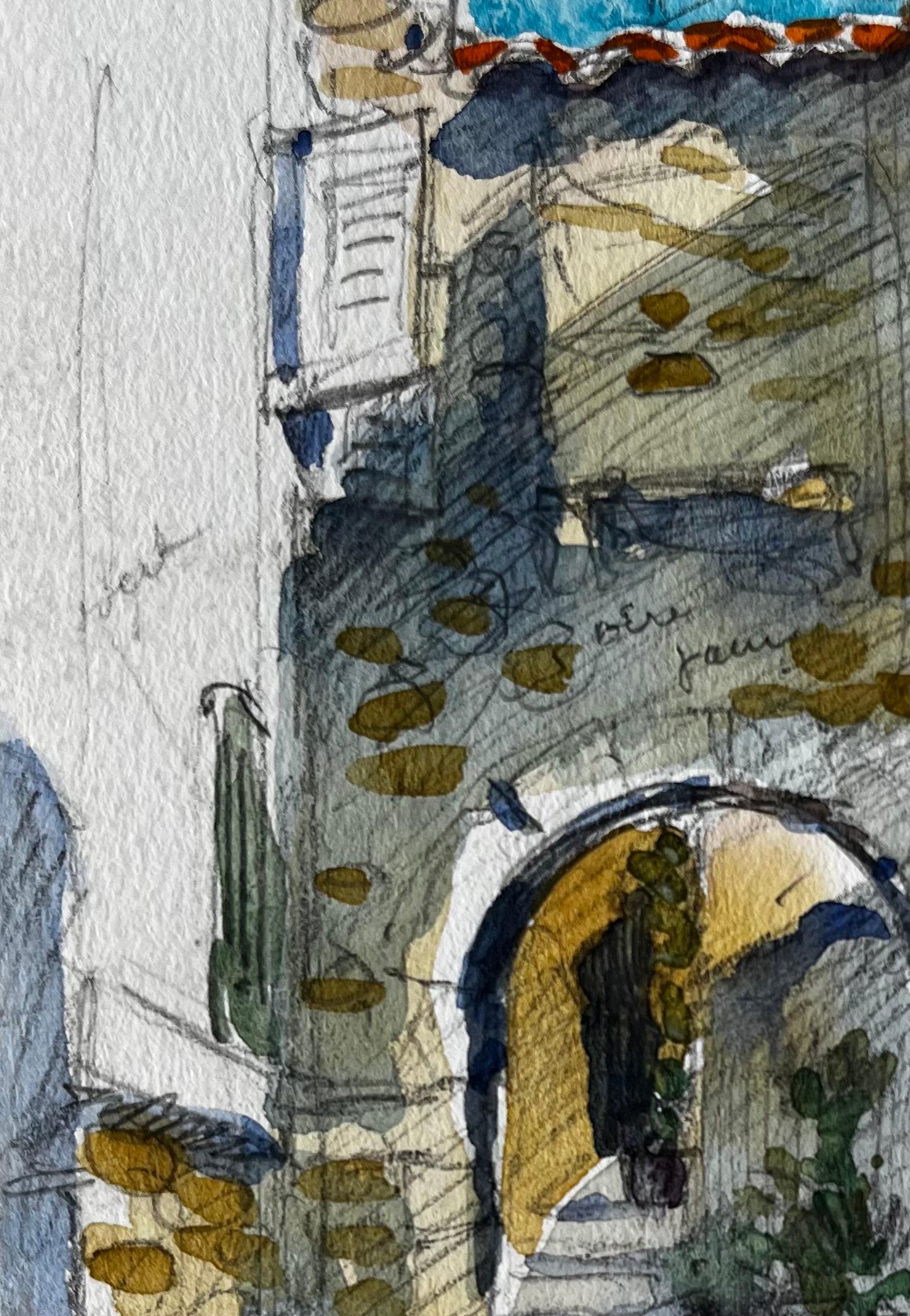 Arco di Roquebrune e passaggio illuminato dal sole Studio architettonico della Costa Azzurra in vendita 1