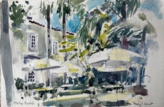 Royal Court Terrace and Garden Monte Carlo Watercolour Study