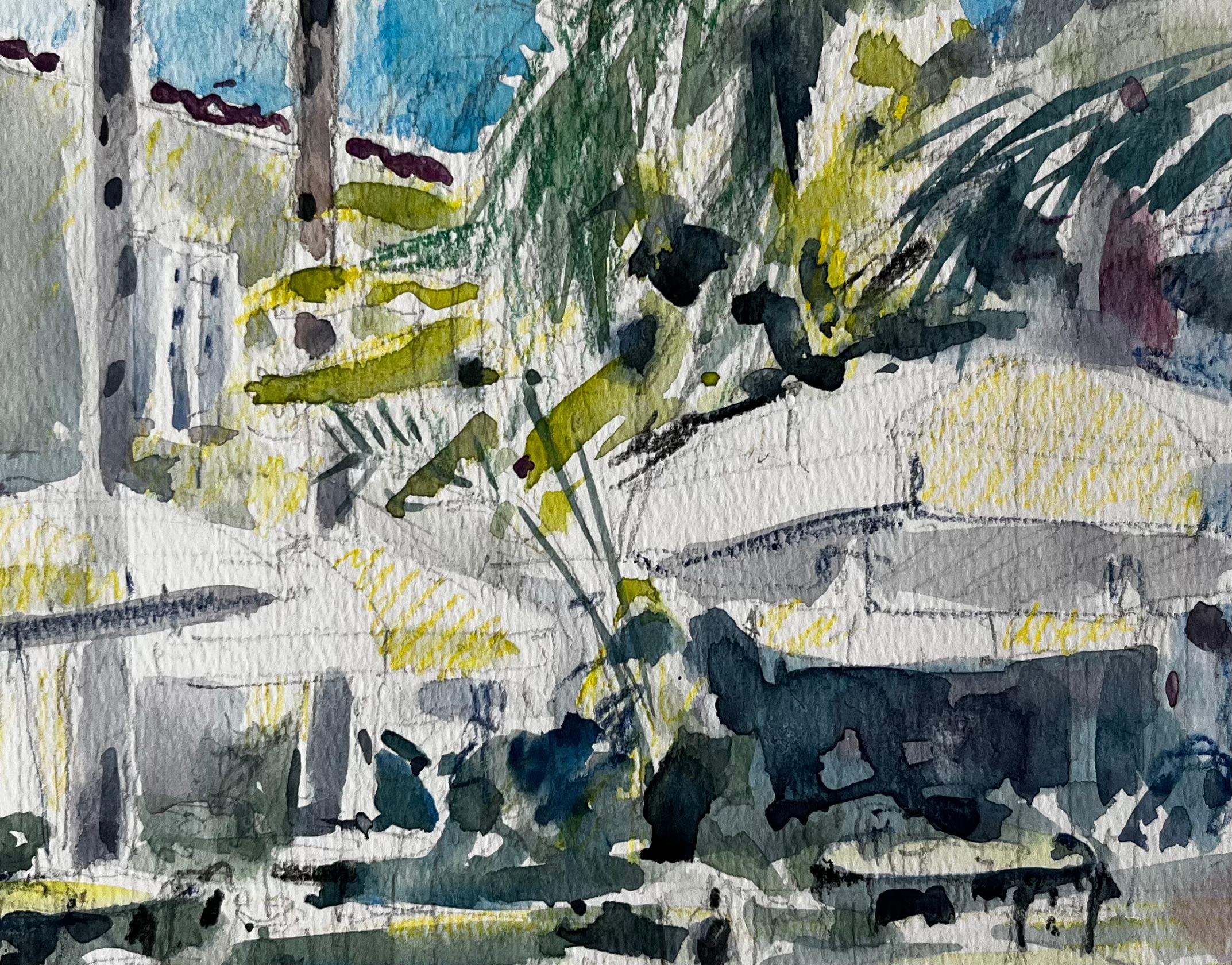 Estudio en acuarela de la Terraza y Jardín de la Corte Real de Montecarlo en venta 1