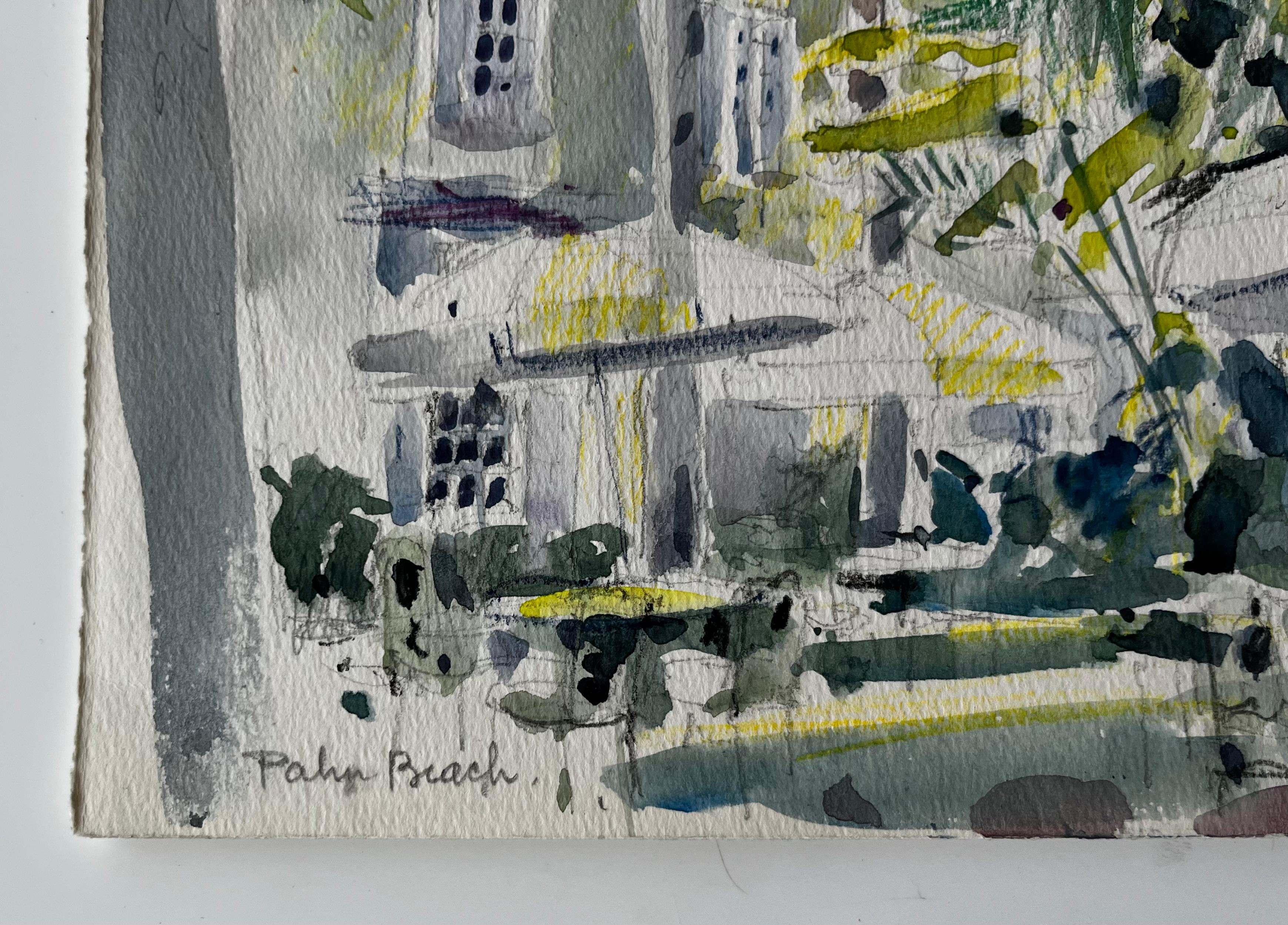 Estudio en acuarela de la Terraza y Jardín de la Corte Real de Montecarlo en venta 3