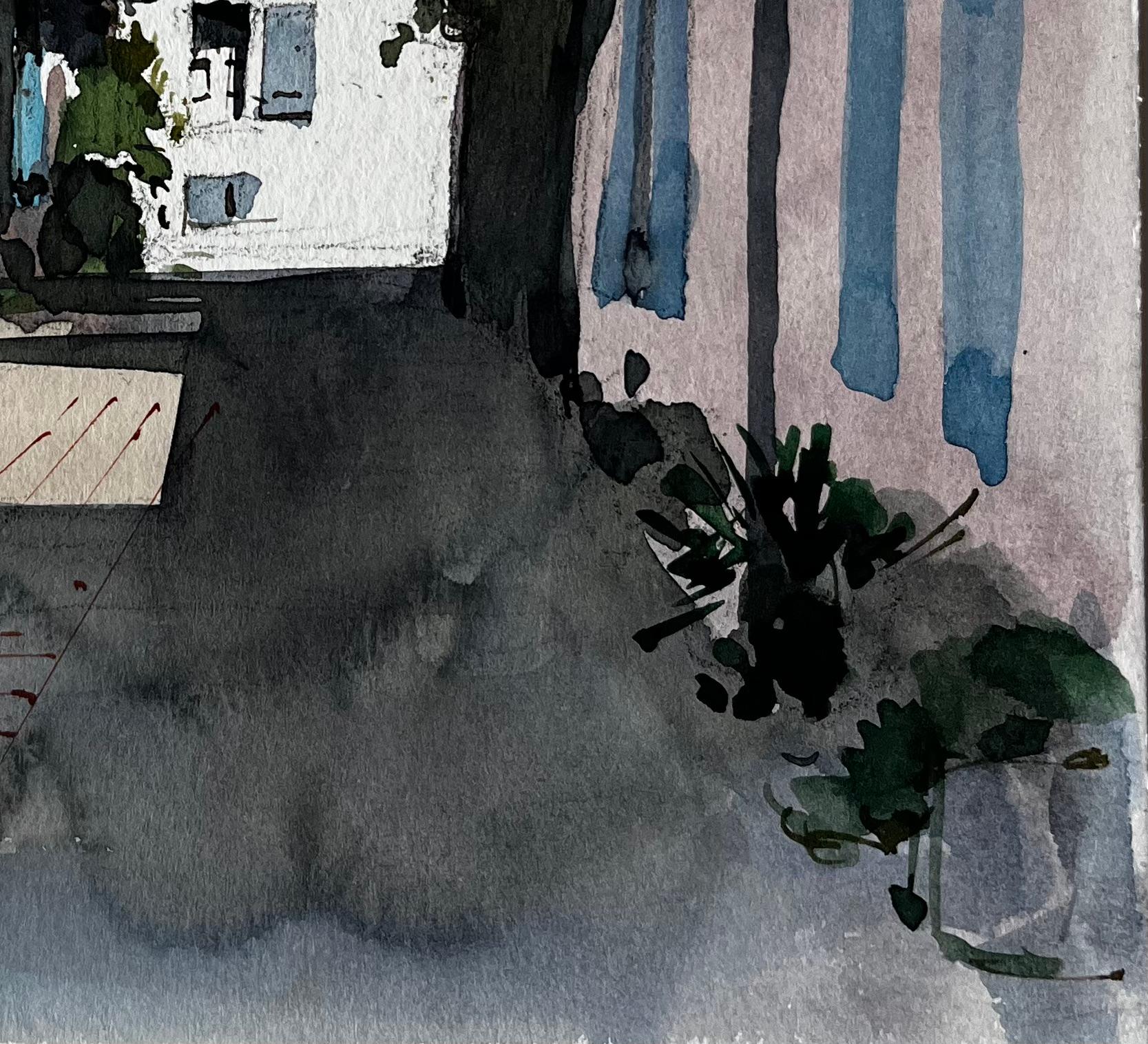 Titolo: Strada illuminata dal sole e case imbiancate a calce nel villaggio costiero francese di Noirmoutier Studio
Artista: Pierre Neveu (francese, nato nel 1929)
Medium: Acquerello su cartoncino, senza cornice
Dimensioni (H. x L): 8,25 x 7,75