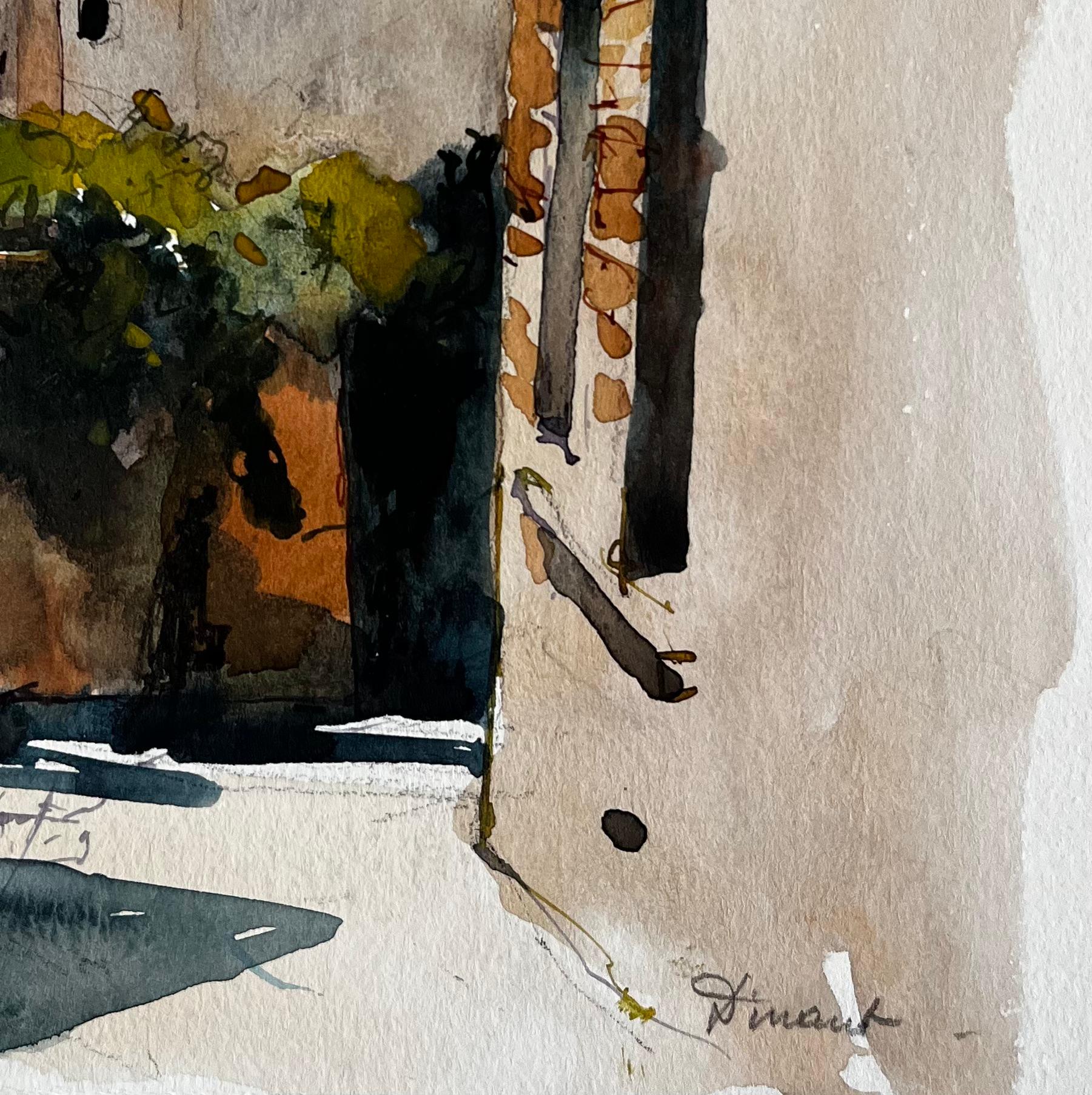 Titolo: Strada illuminata dal sole e case in pietra a Dinant Studio sulla città fluviale belga
Artista: Pierre Neveu (francese, nato nel 1929)
Medium: Acquerello su cartoncino, senza cornice
Dimensioni (H. x L): 8,25 x 8 pollici
Condit: