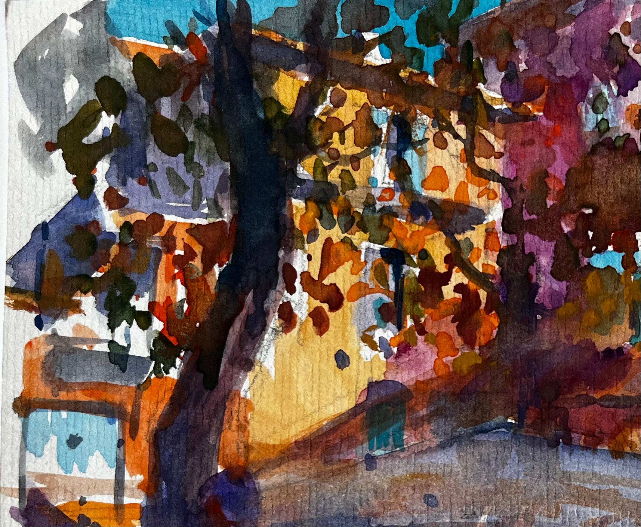 Titolo: Terrazza del caffè e alberi d'autunno Studio ad acquerello di un villaggio provenzale
Artista: Pierre Neveu (francese, nato nel 1929)
Medium: Acquerello su carta da artisti, senza cornice
Dimensioni (H. x L): 6 x 8,5 pollici
Condit: