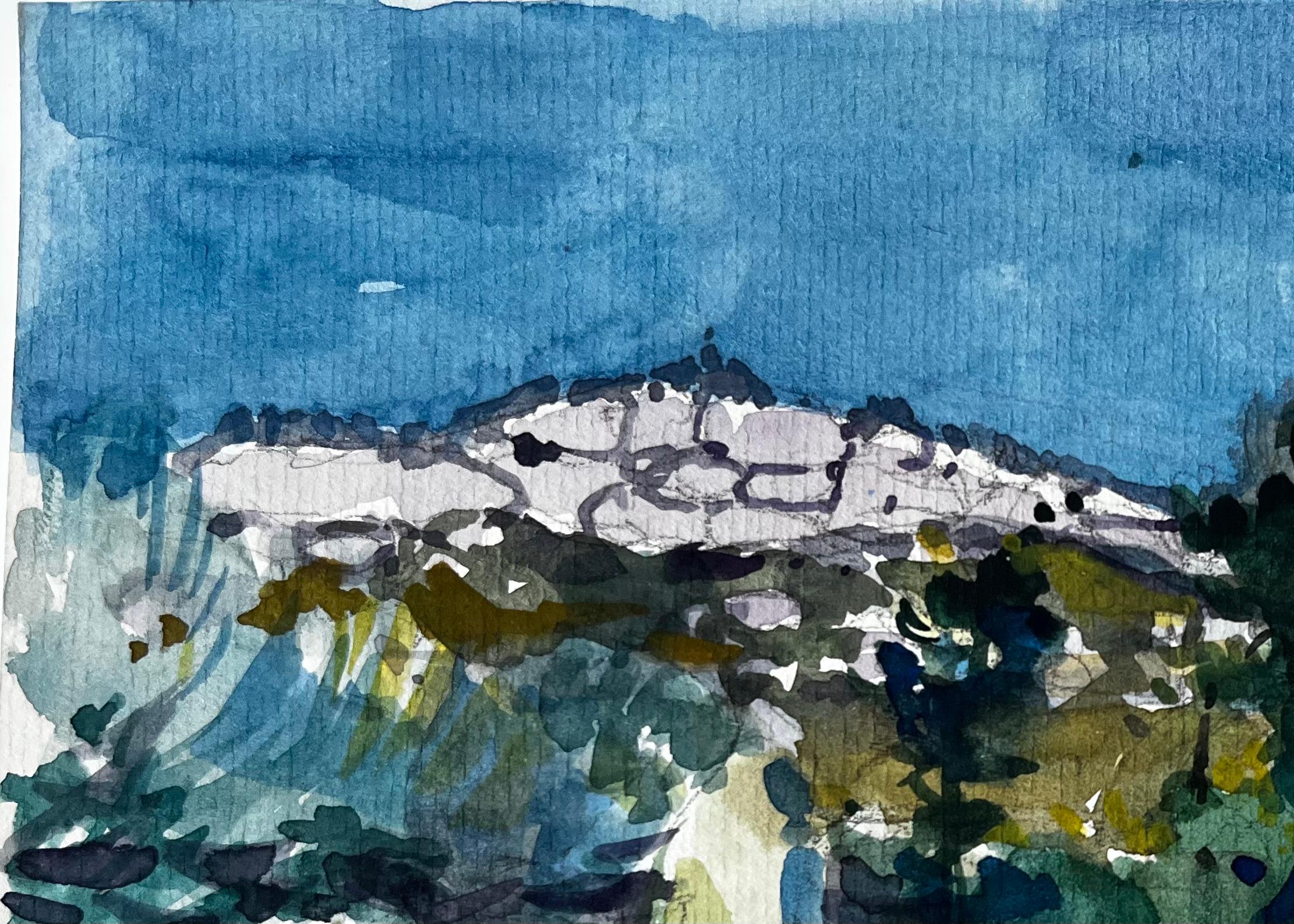 Paysage de colline de Provence avec ferme et crête lointaine Campagne française - Post-impressionnisme Art par Pierre Neveu