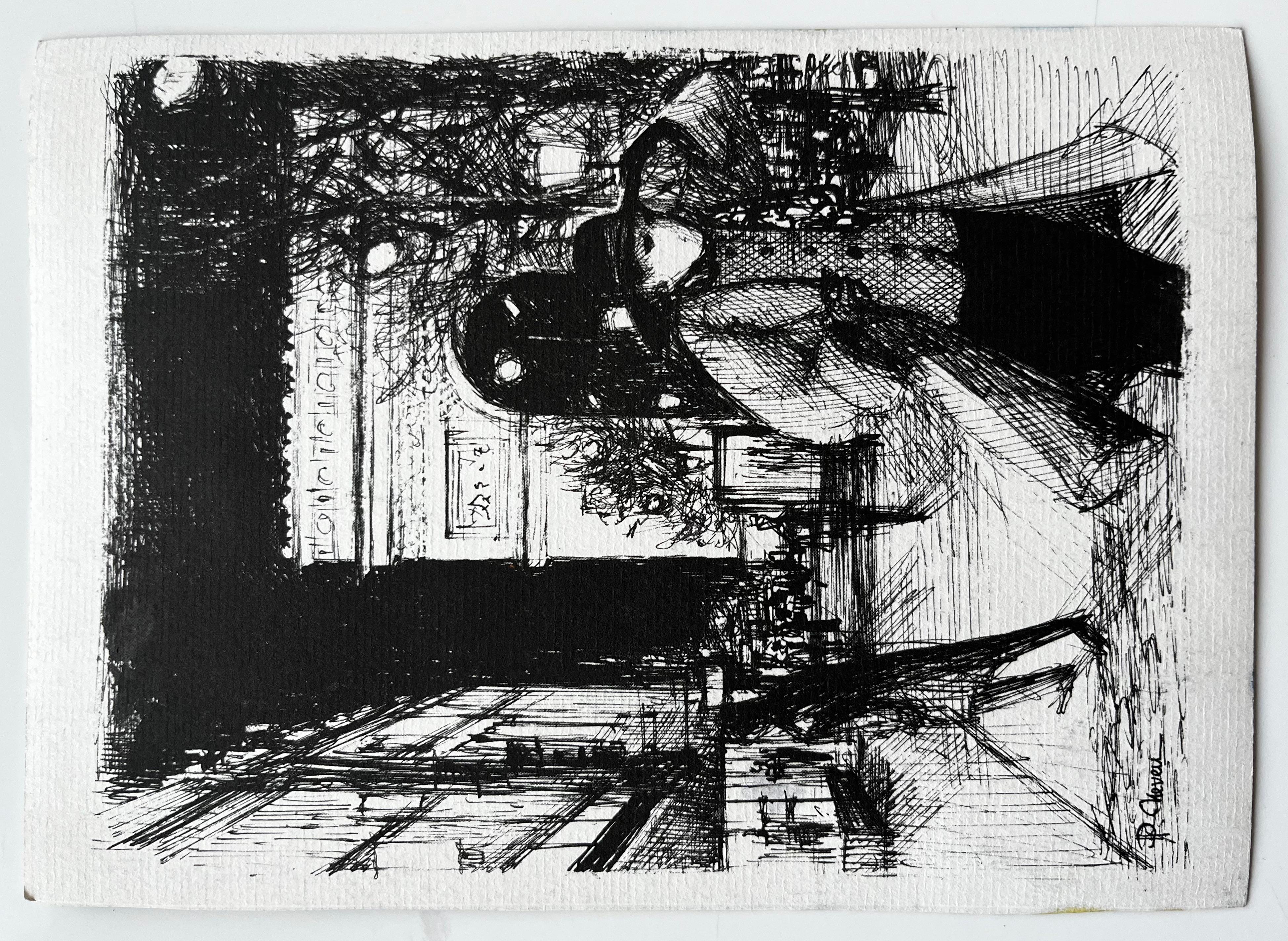 Via del villaggio illuminata dal sole Acquarello di Pierre Neveu in vendita 7