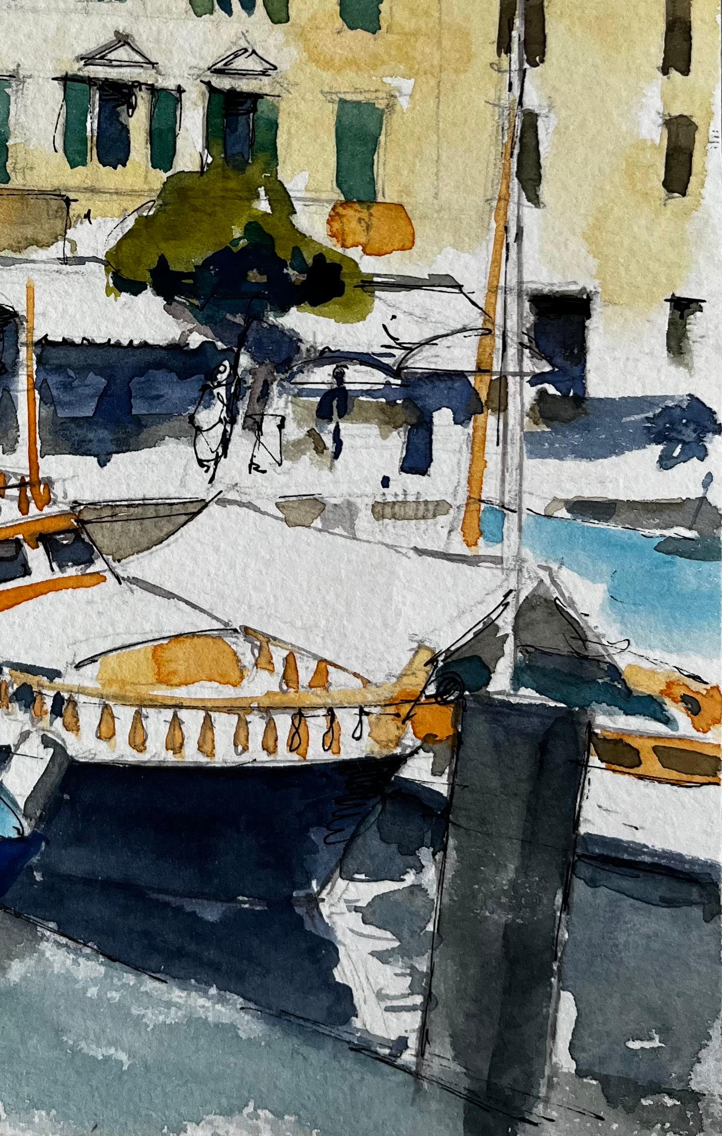 Titre : Le front de mer avec ses façades jaunes et son bateau amarré Aquarelle de la Riviera italienne
Artistics : Pierre Neveu (français né en 1929)
Moyen d'expression : Aquarelle sur papier d'artiste, non encadrée
Taille (H x L) : 9.75 x 6.25