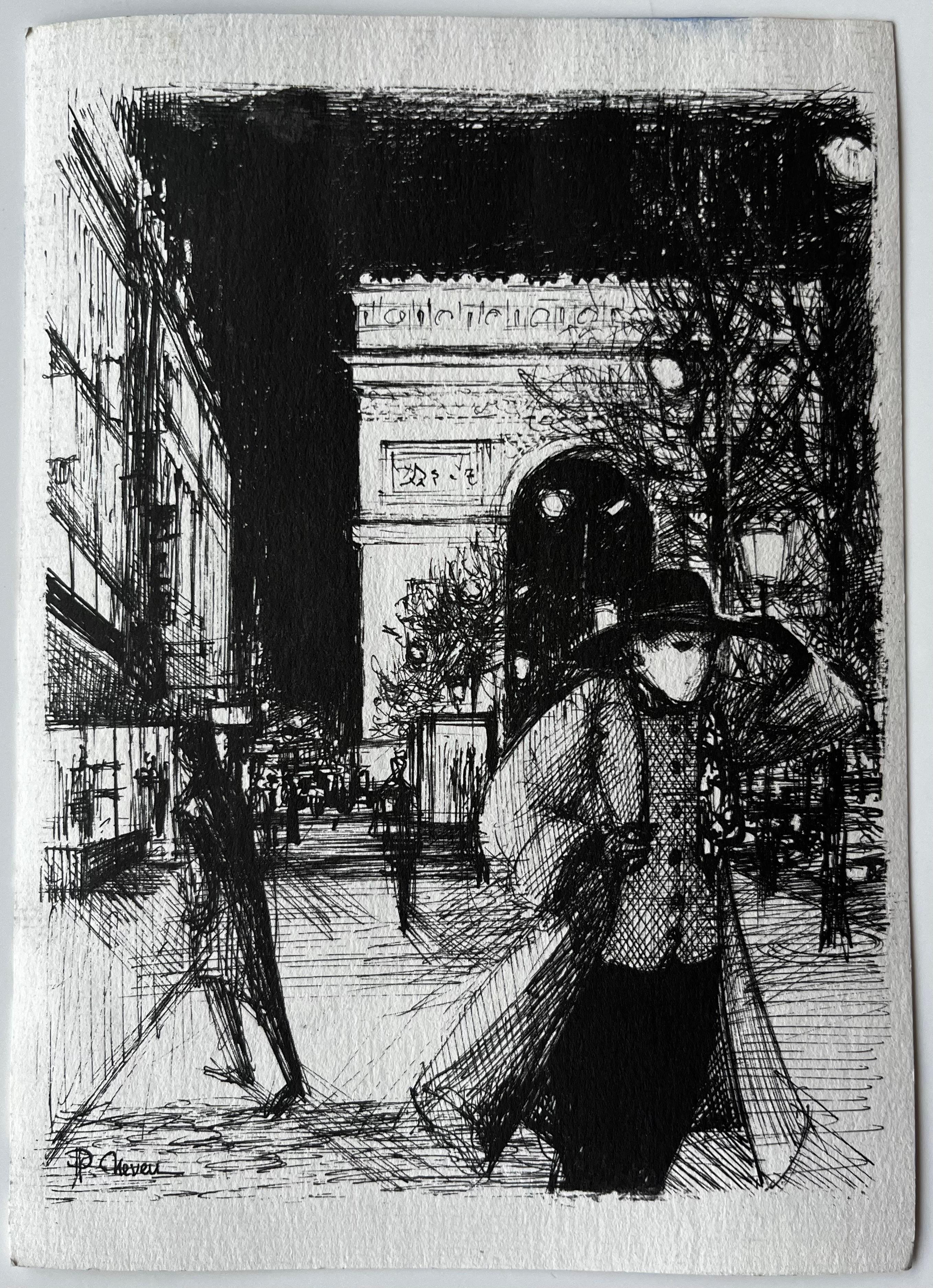 Saint Marthe de Castillon Rue du village avec clocher Aquarelle française en vente 3