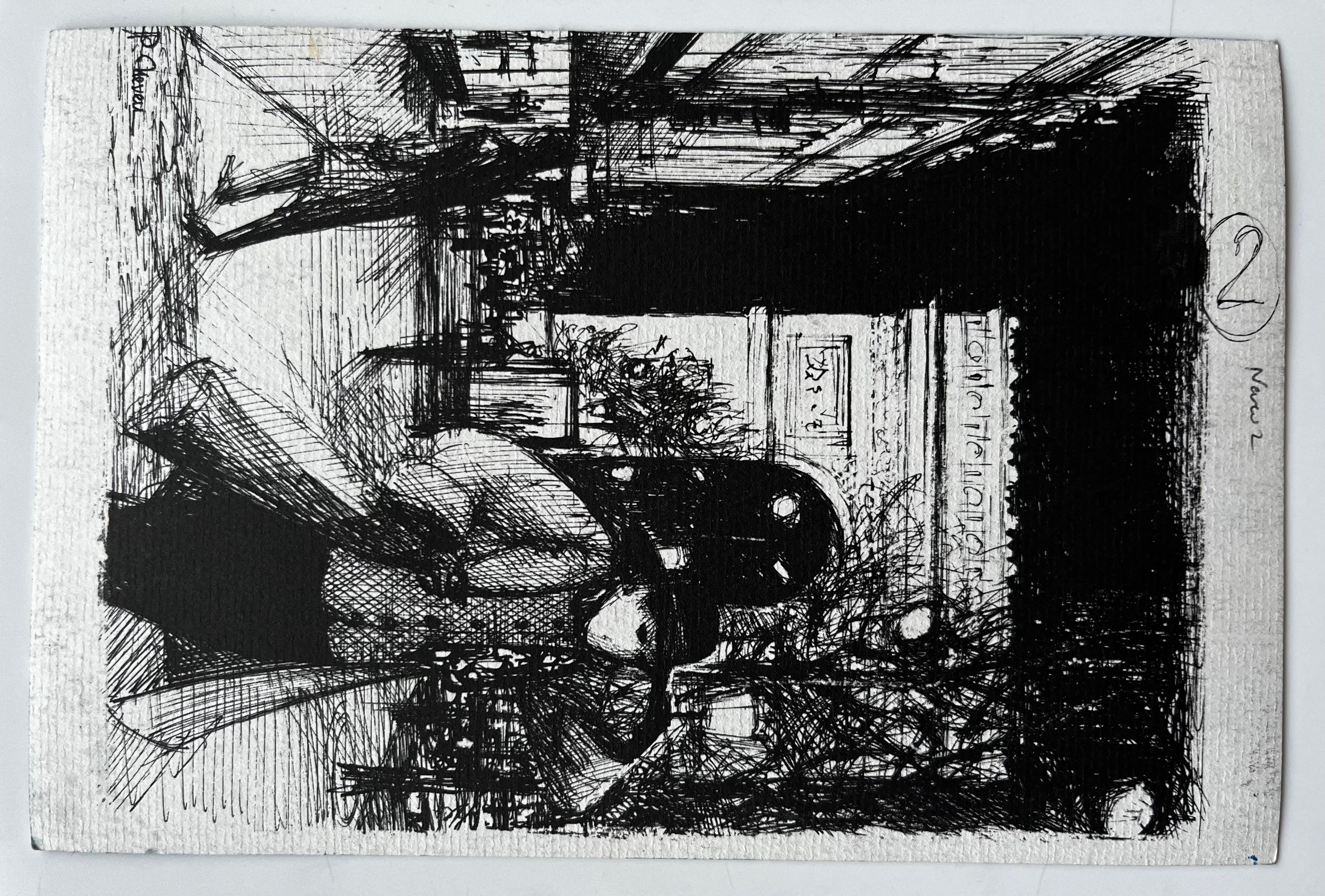 Paysage côtier de Menton avec le clocher de l'église et la mer Méditerranée Aquarelle en vente 3