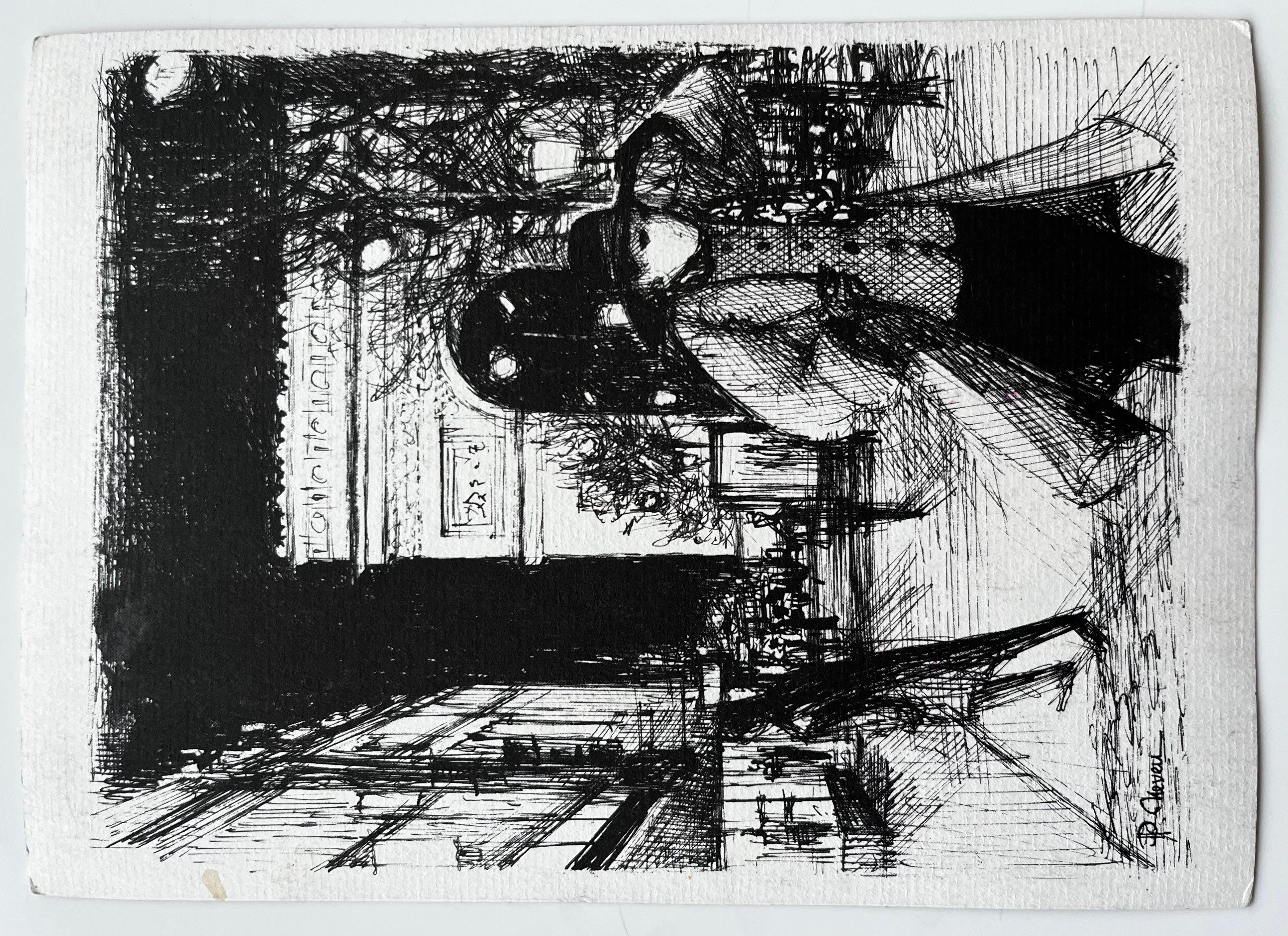 Scena del porto di Mentone con barche da pesca blu alla luce del mattino, acquerello in vendita 3