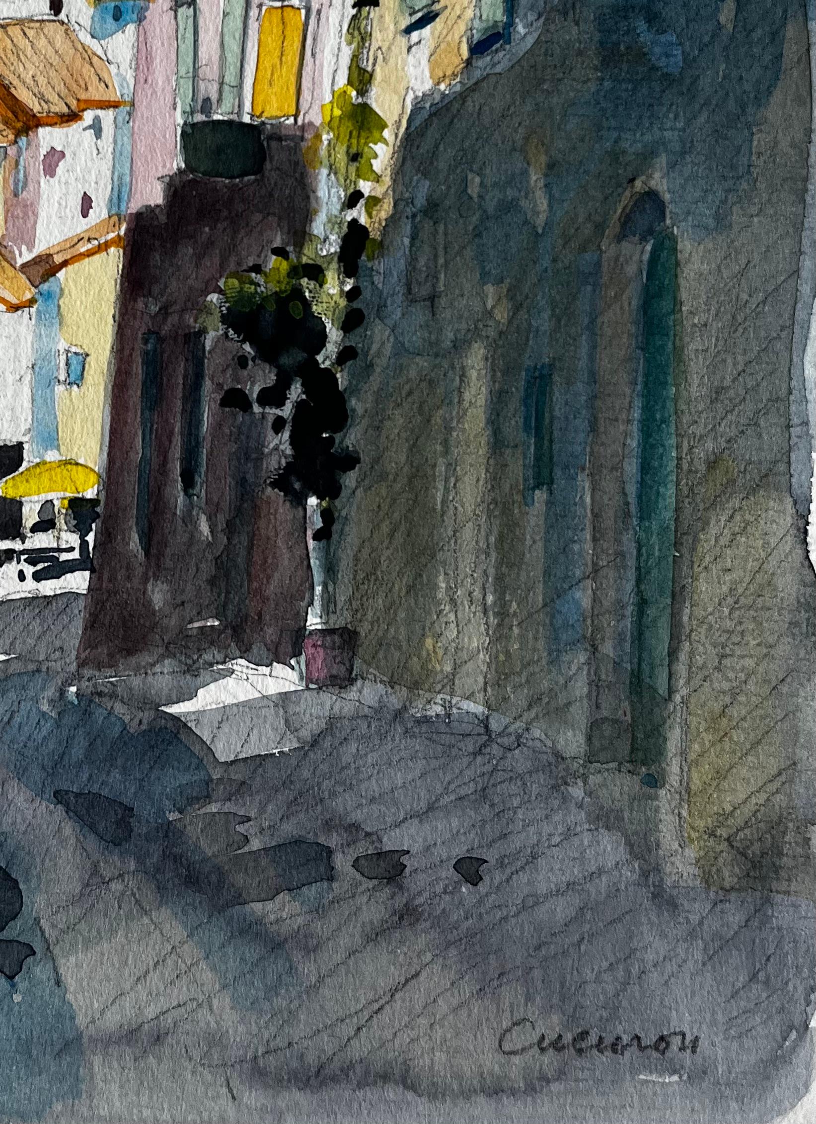 Titolo: Strada illuminata dal sole a Cucuron con tetti in terracotta e case chiuse Acquerello
Artista: Pierre Neveu (francese, nato nel 1929)
Medium: Acquerello su carta da artisti, senza cornice
Dimensioni (H. x L): 8,75 x 6,25 pollici
Firmato: