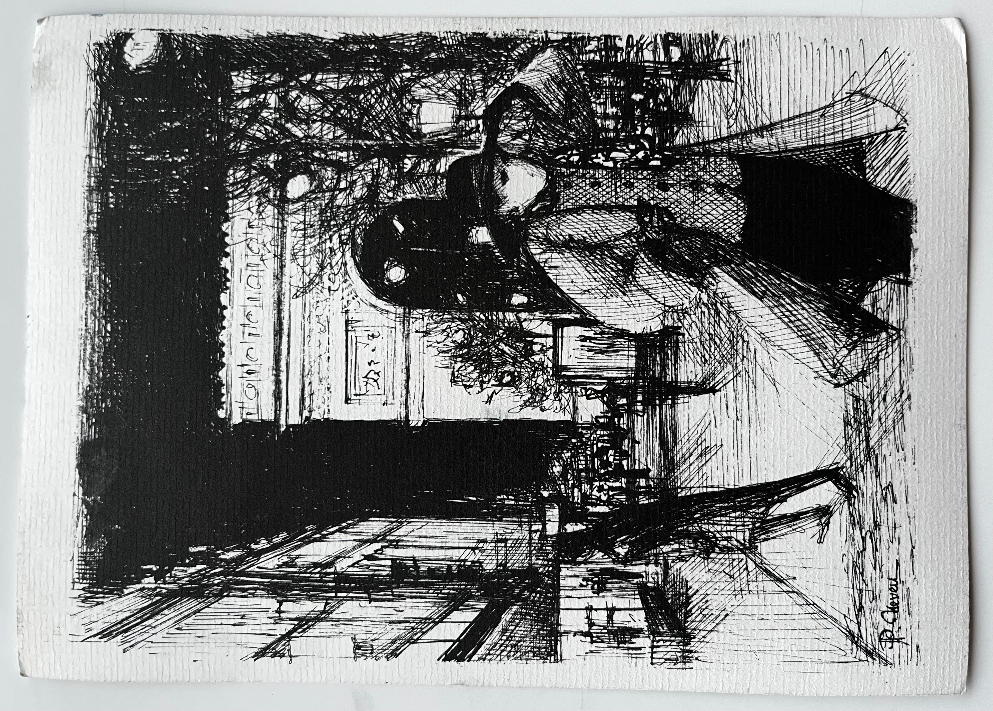 Villaggio in collina di Gorbio con cipressi e luce mediterranea Acquerello in vendita 3