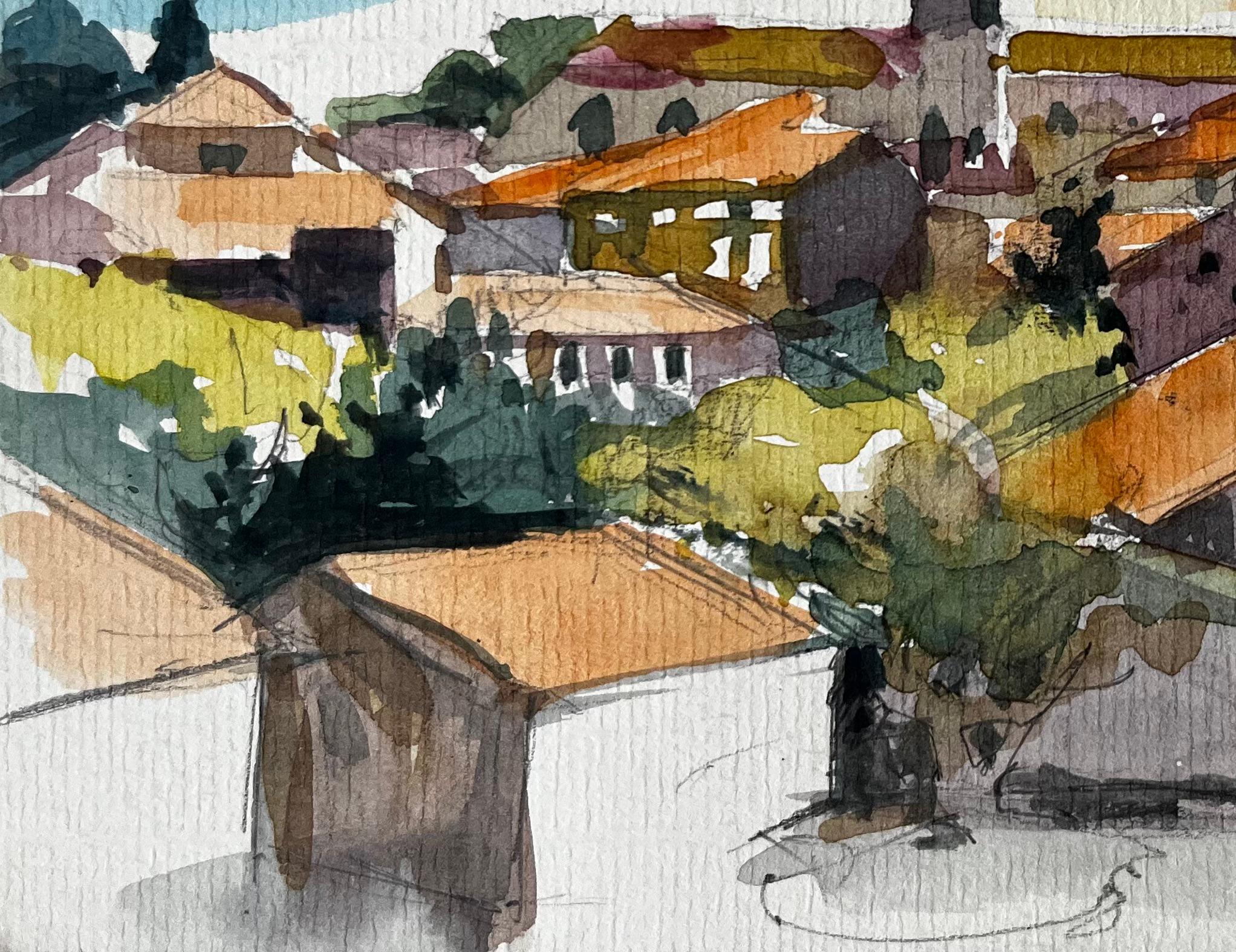 Titre : Village perché avec le clocher de l'église et les toits de tuiles rouges Provence Aquarelle
Artistics : Pierre Neveu (français né en 1929)
Moyen d'expression : Aquarelle sur papier d'artiste, non encadrée
Taille (H x L) : 6 x 8.5