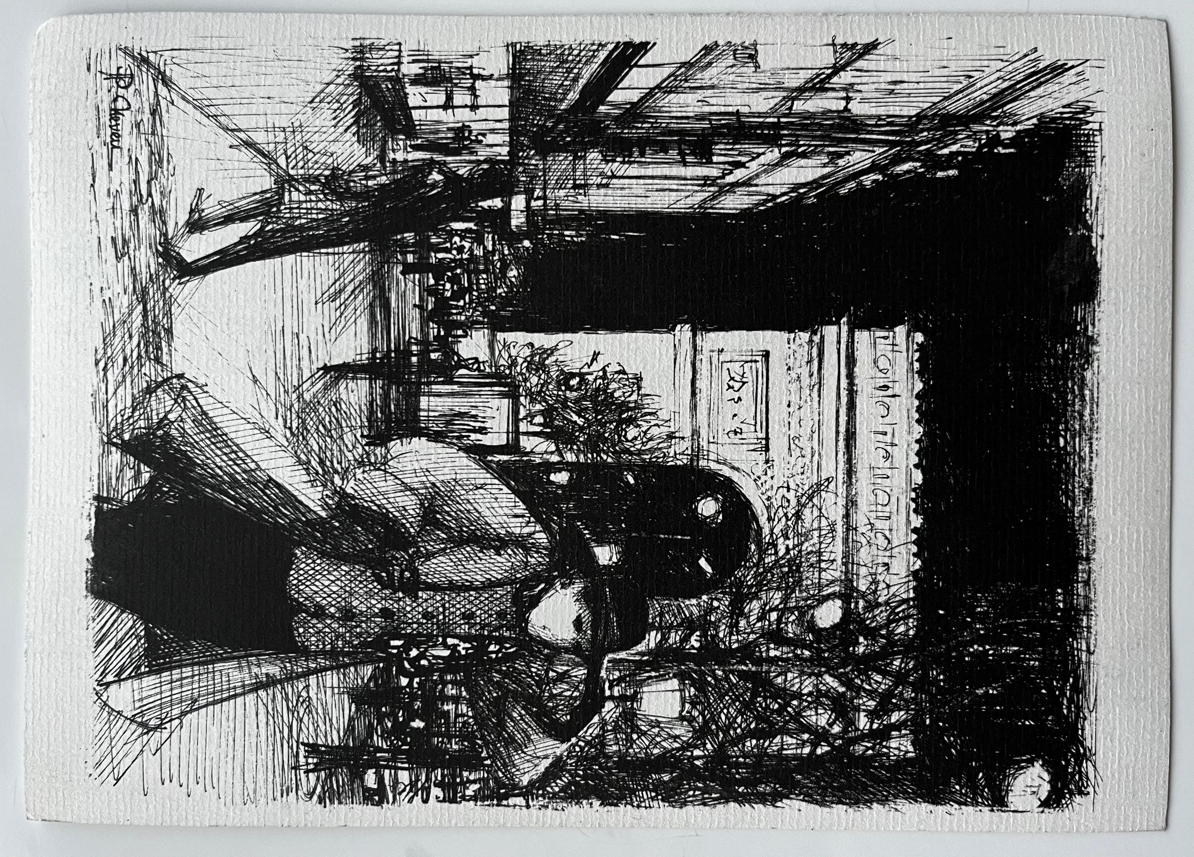 Paisaje urbano de la Riviera francesa de Menton con torres de iglesias y palmeras Acuarela en venta 3