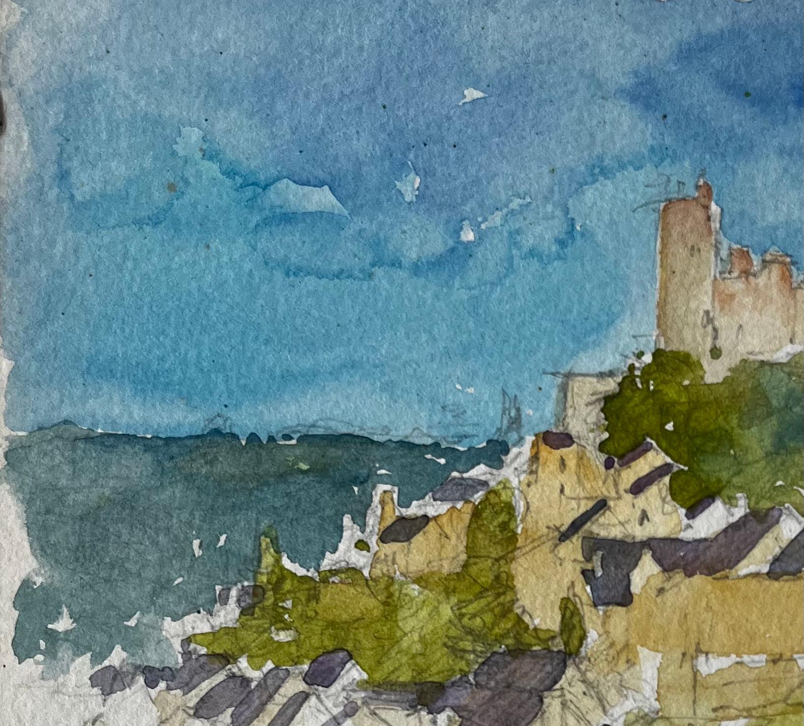 Titolo: Villaggio e castello di Najac, paesaggio collinare francese dipinto ad acquerello
Artista: Pierre Neveu (francese, nato nel 1929)
Medium: Acquerello su carta per schizzi d'artista, senza cornice
Dimensioni (H. x L): 7,75 x 7,75