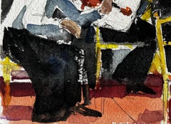 The Orchestra Musicians Performing Violin Ensemble Scene Watercolour Painting