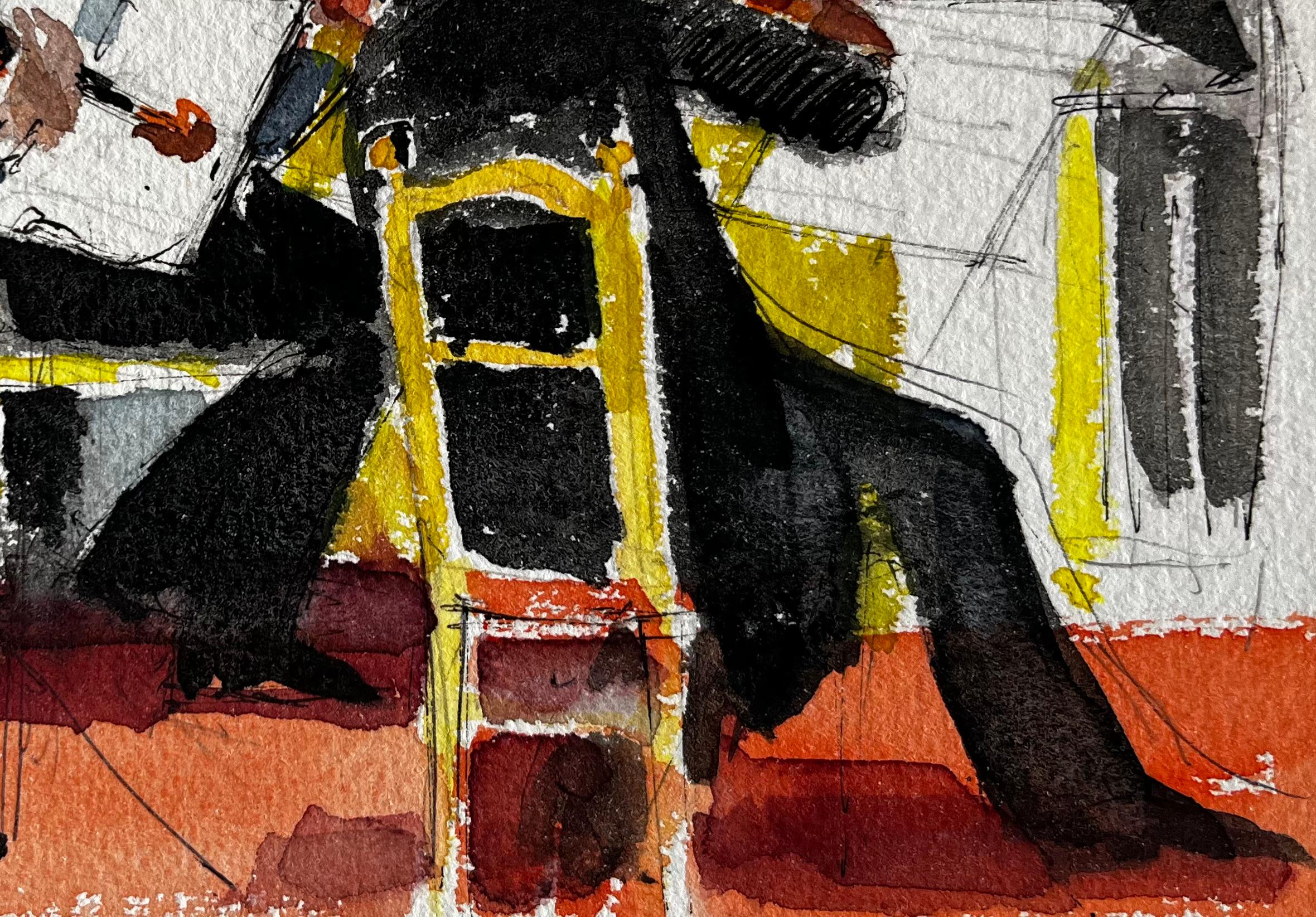 Los músicos de la orquesta interpretando la escena del conjunto de violines Pintura a la acuarela en venta 2