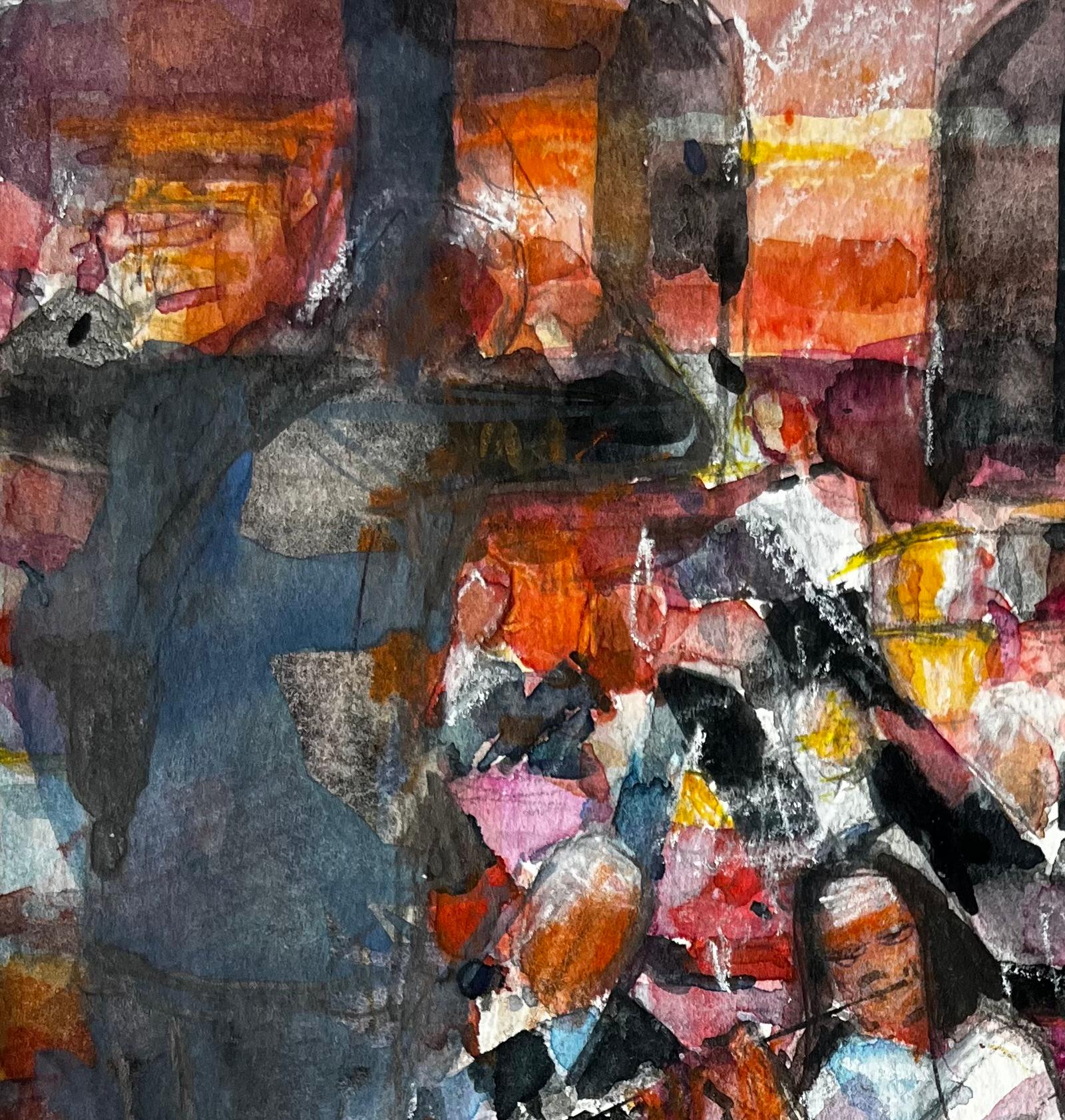 Scène de représentation d'un orchestre par Pierre Neveu Peinture à l'aquarelle française en vente 4