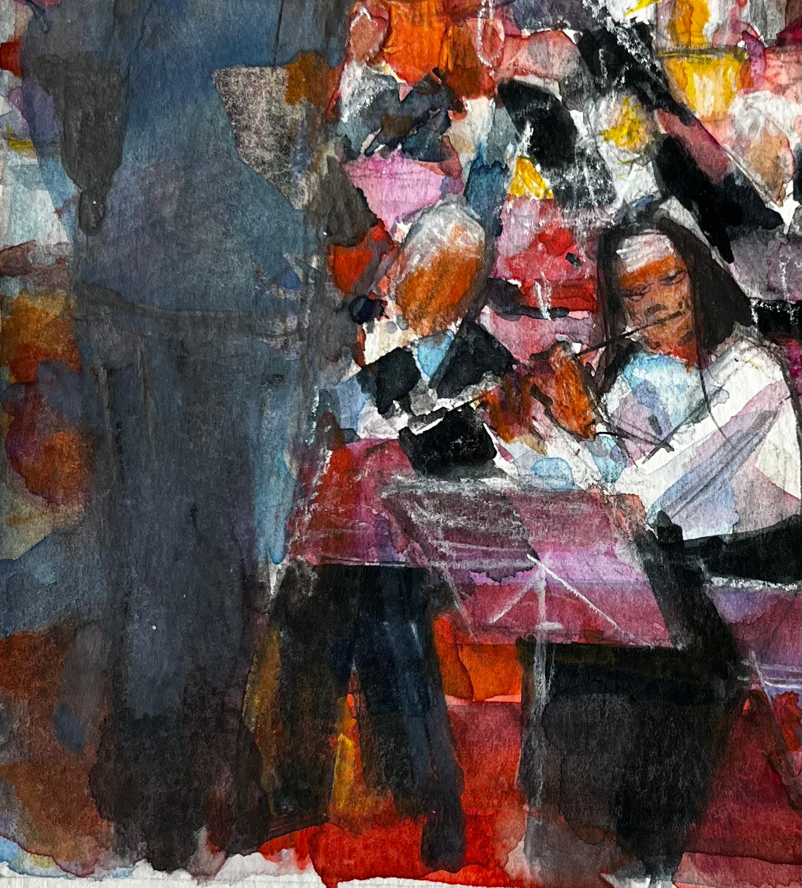 Scène de représentation d'un orchestre par Pierre Neveu Peinture à l'aquarelle française en vente 5