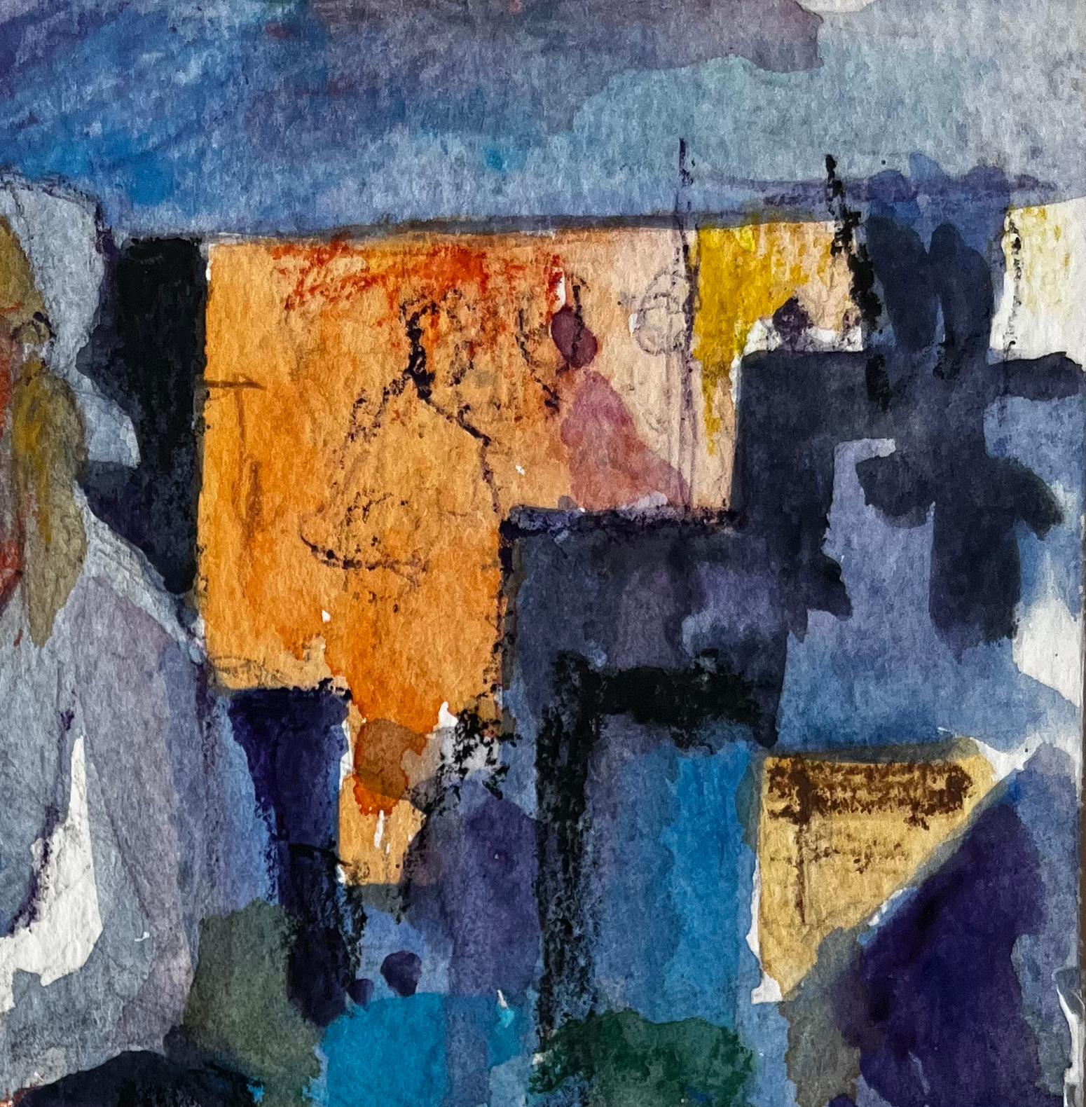 Marktstand Verkäufer von Pierre Neveu Französisch Aquarell Figurative Straßenszene im Angebot 3