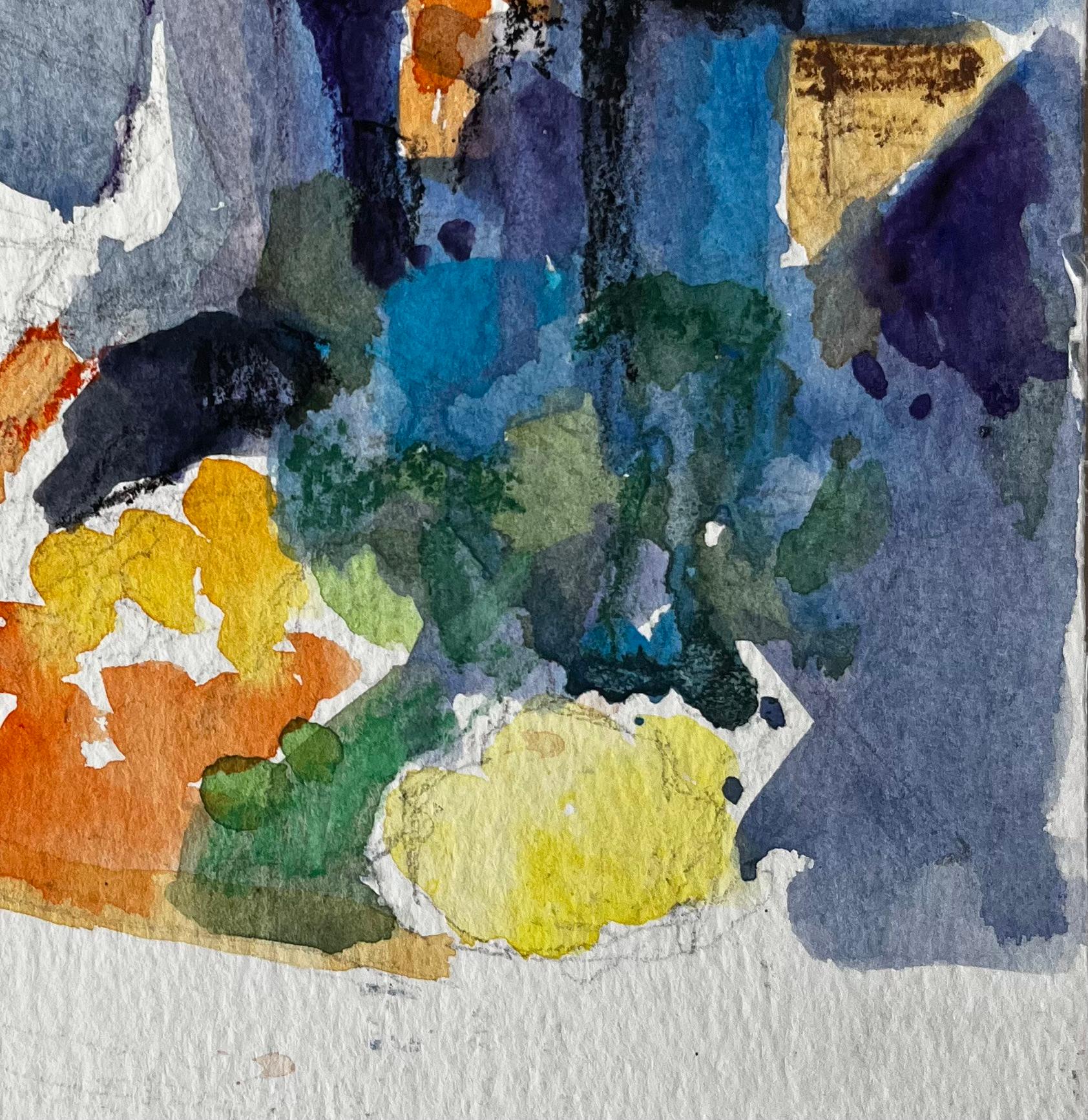 Marktstand Verkäufer von Pierre Neveu Französisch Aquarell Figurative Straßenszene im Angebot 4