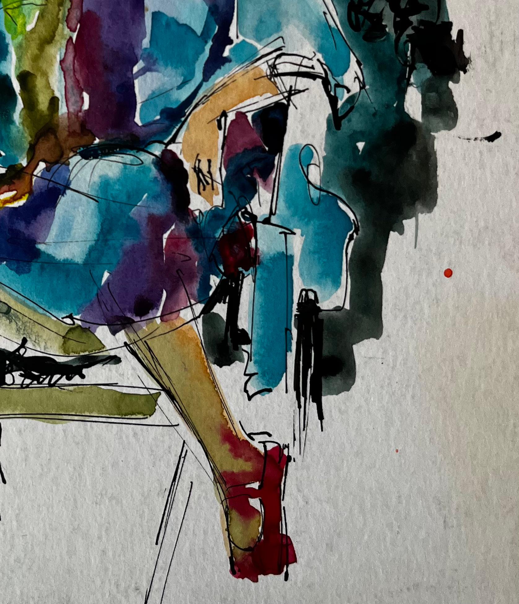 Femme assise en robe colorée par Pierre Neveu Étude figurative française en vente 4