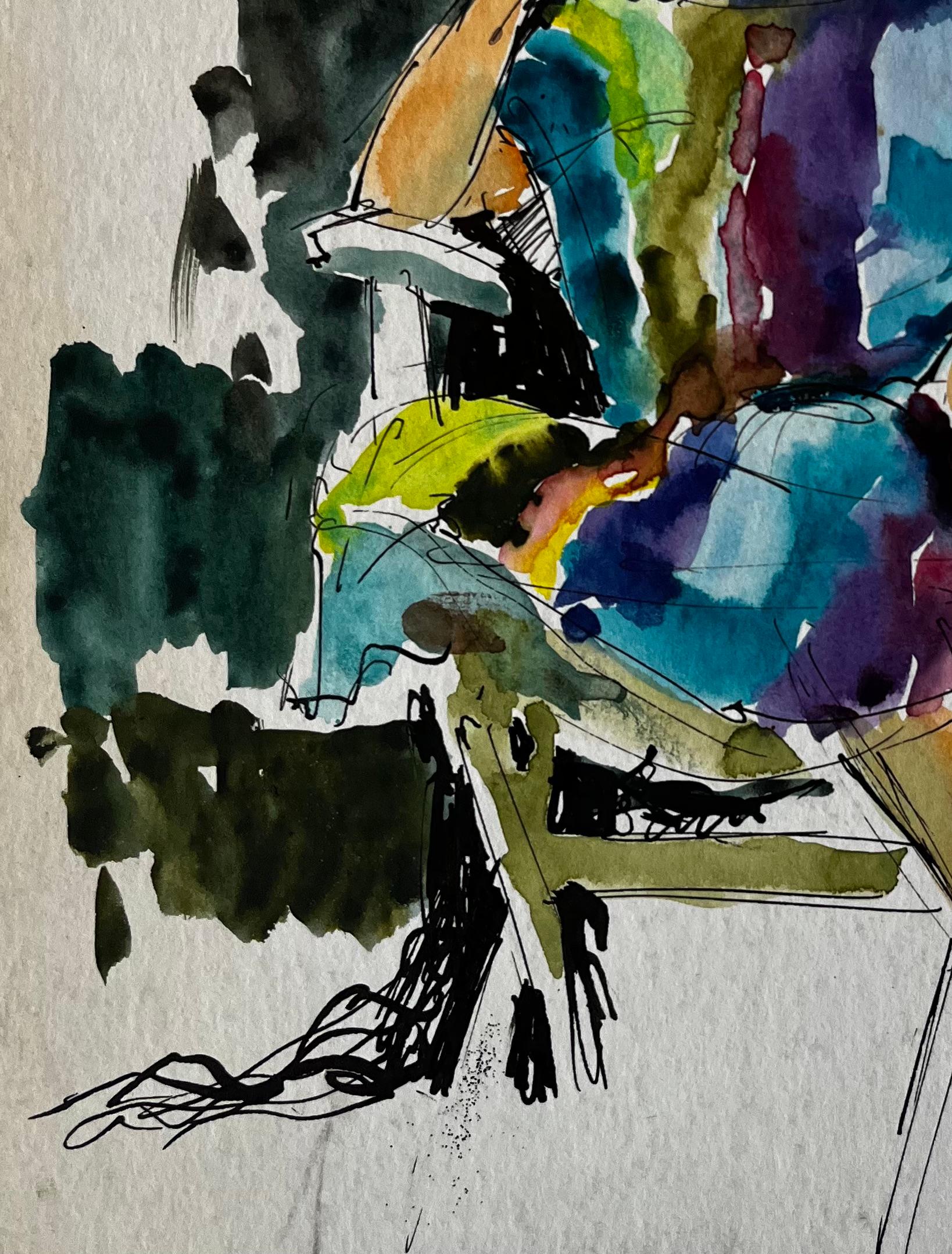 Femme assise en robe colorée par Pierre Neveu Étude figurative française en vente 5