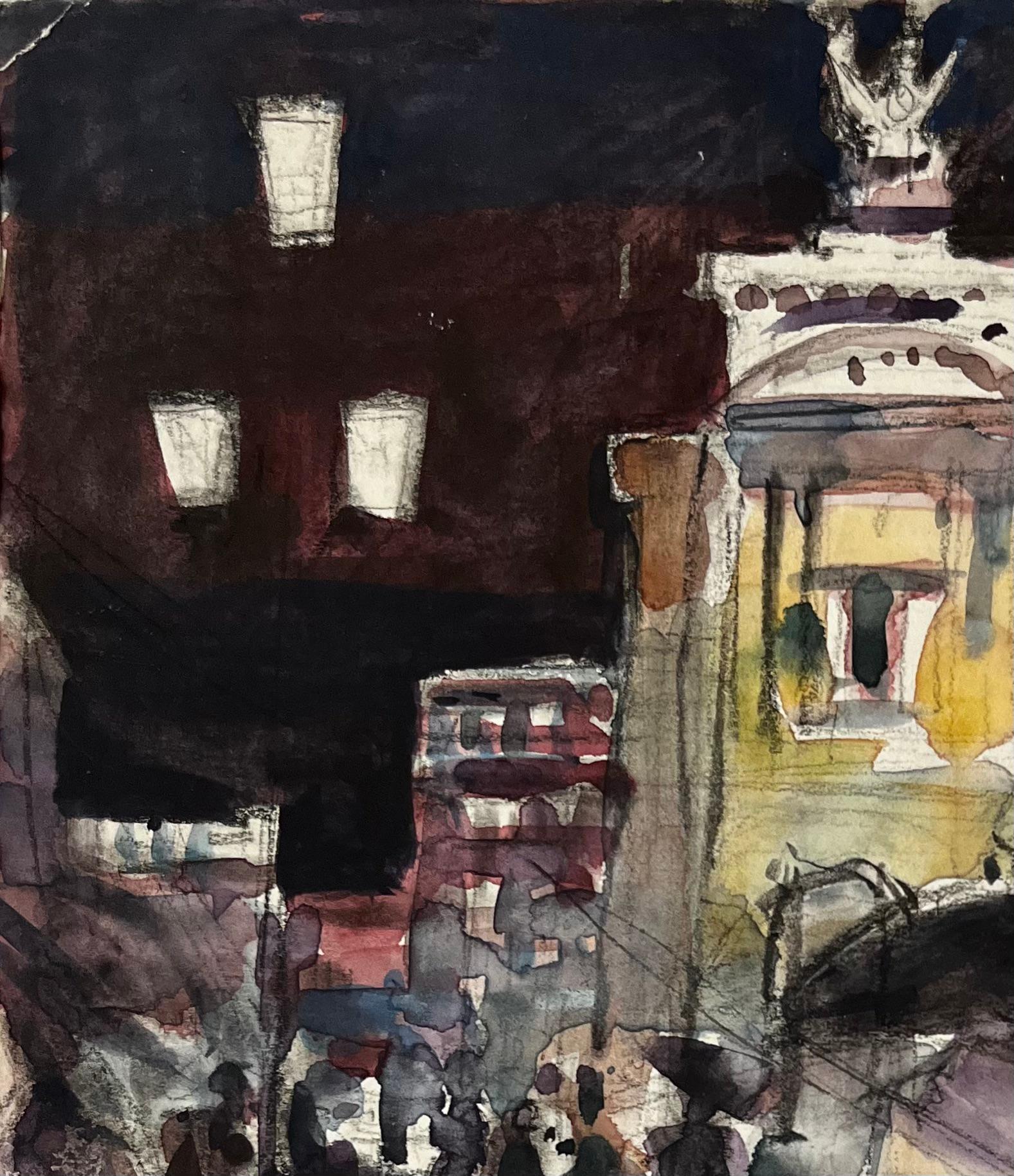 Scène de rue à Paris avec parapluie rouge Attribuée à Pierre Neveu en vente 3