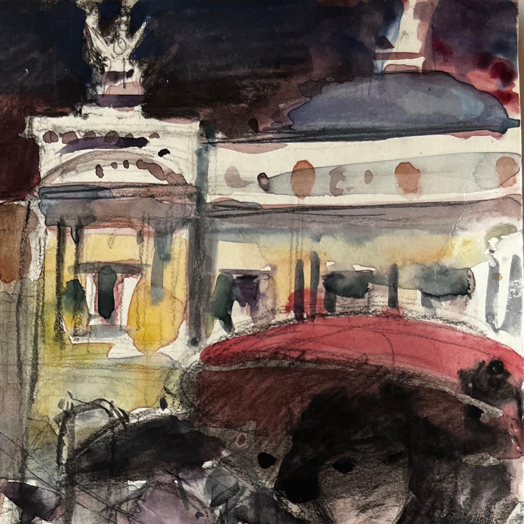 Scène de rue à Paris avec parapluie rouge Attribuée à Pierre Neveu en vente 2