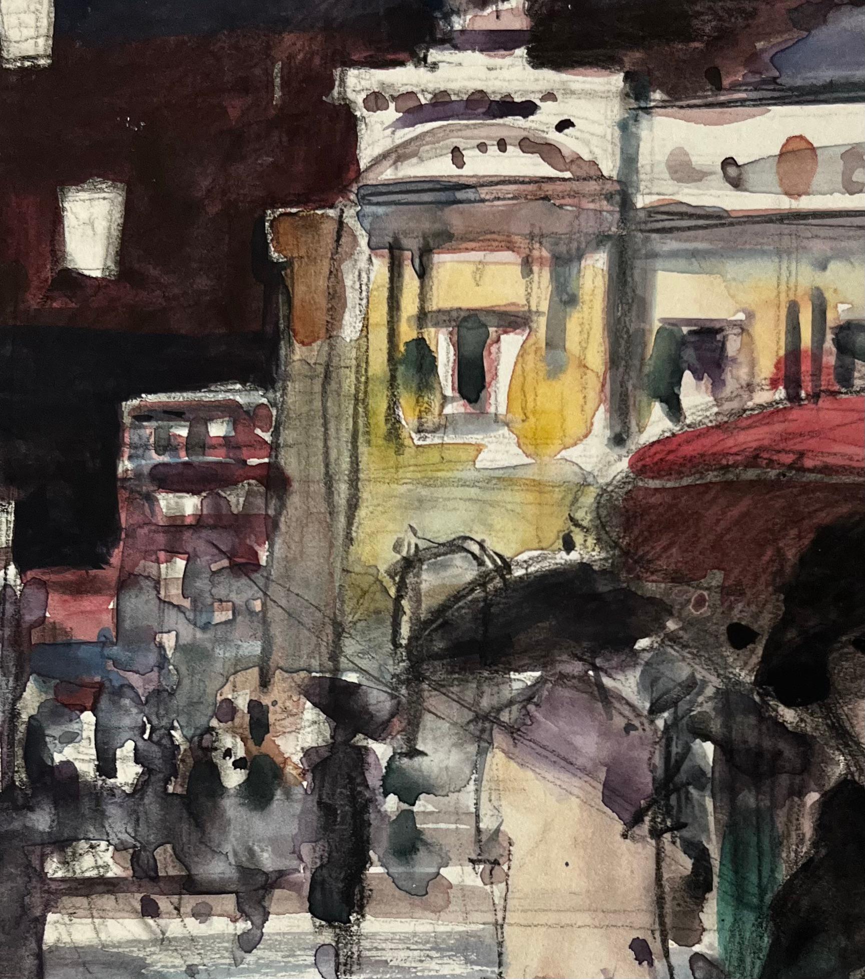 Scène de rue à Paris avec parapluie rouge Attribuée à Pierre Neveu en vente 6