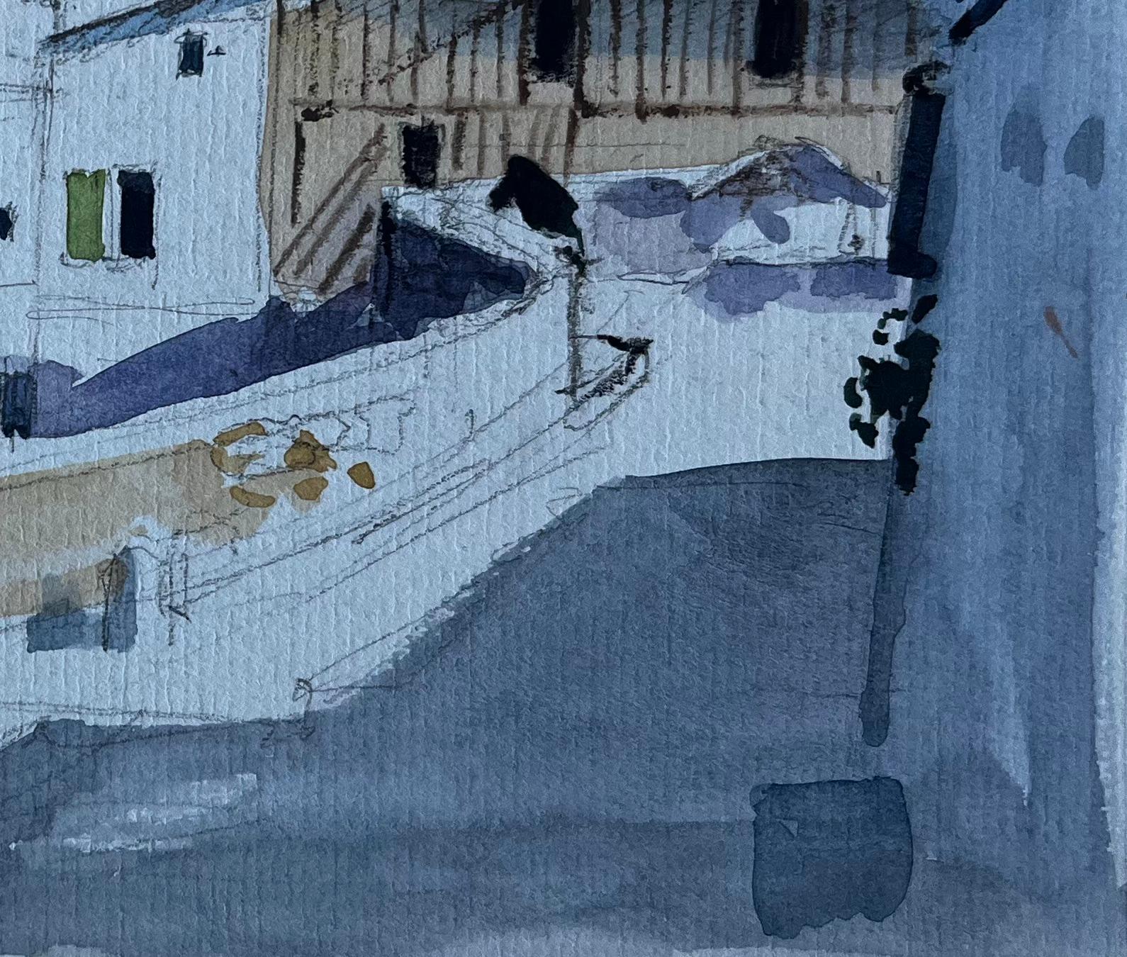 Titolo: Scena di strada di un villaggio francese in cima alla collina Pittura ad acquerello di metà secolo
Artista: Pierre Neveu (francese, nato nel 1929)
Medium: Acquerello su carta d'artista, senza cornice
Dimensioni (H. x L): 6,25 x 8,75