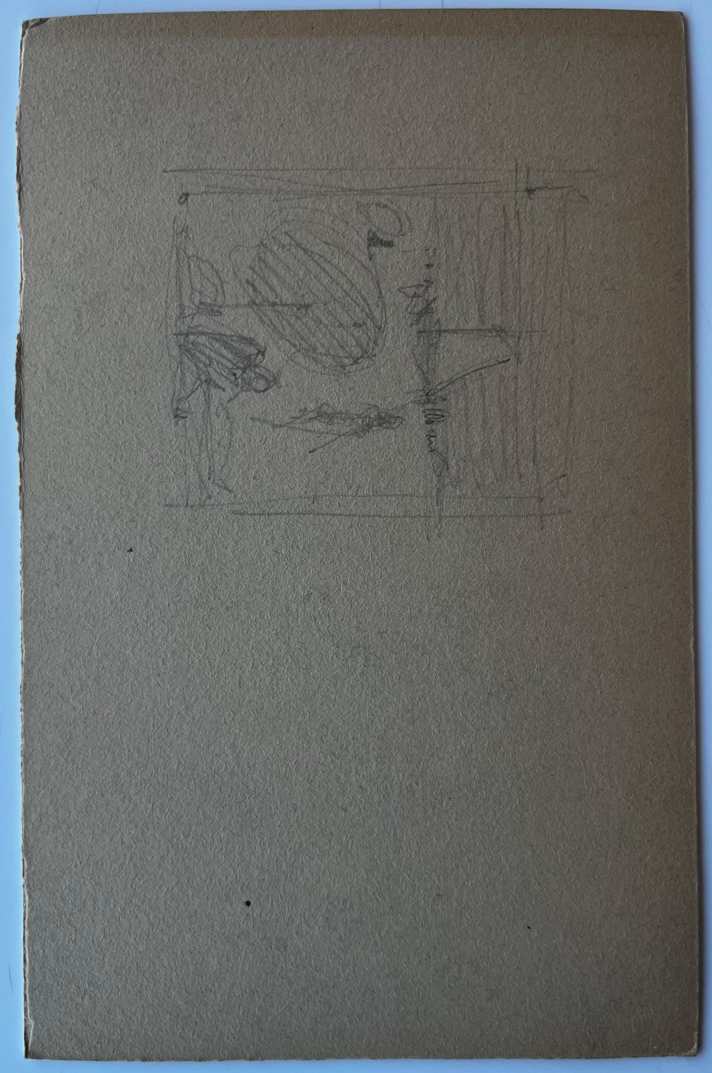 Scena di cancello di un villaggio francese con figure Acquerello di Pierre Neveu della metà del secolo scorso in vendita 7