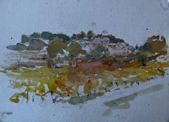 French Countryside Landscape Mid Century Watercolour by Pierre Neveu