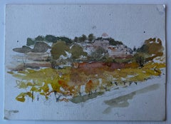 French Countryside Landscape Mid Century Watercolour by Pierre Neveu