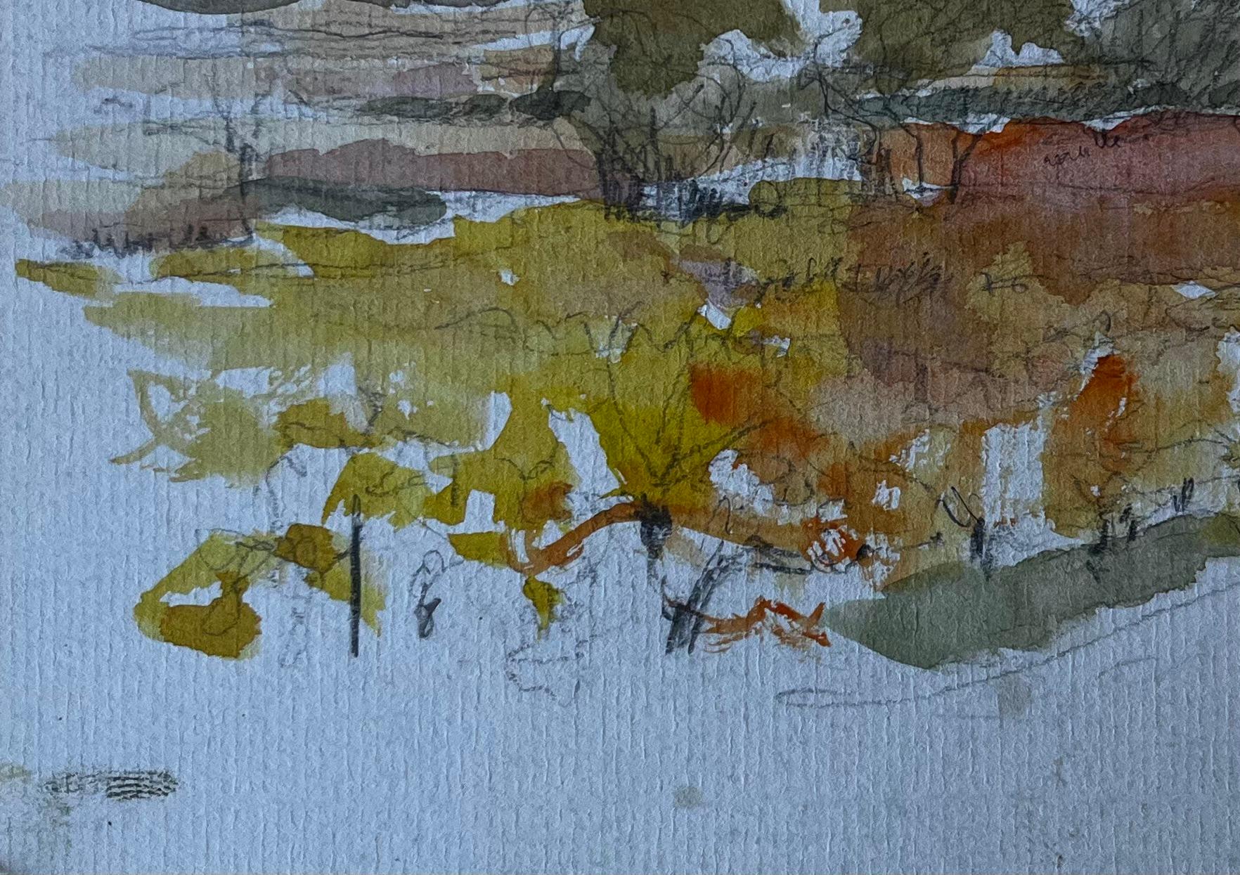 Paisaje campestre francés Acuarela de mediados de siglo de Pierre Neveu en venta 5