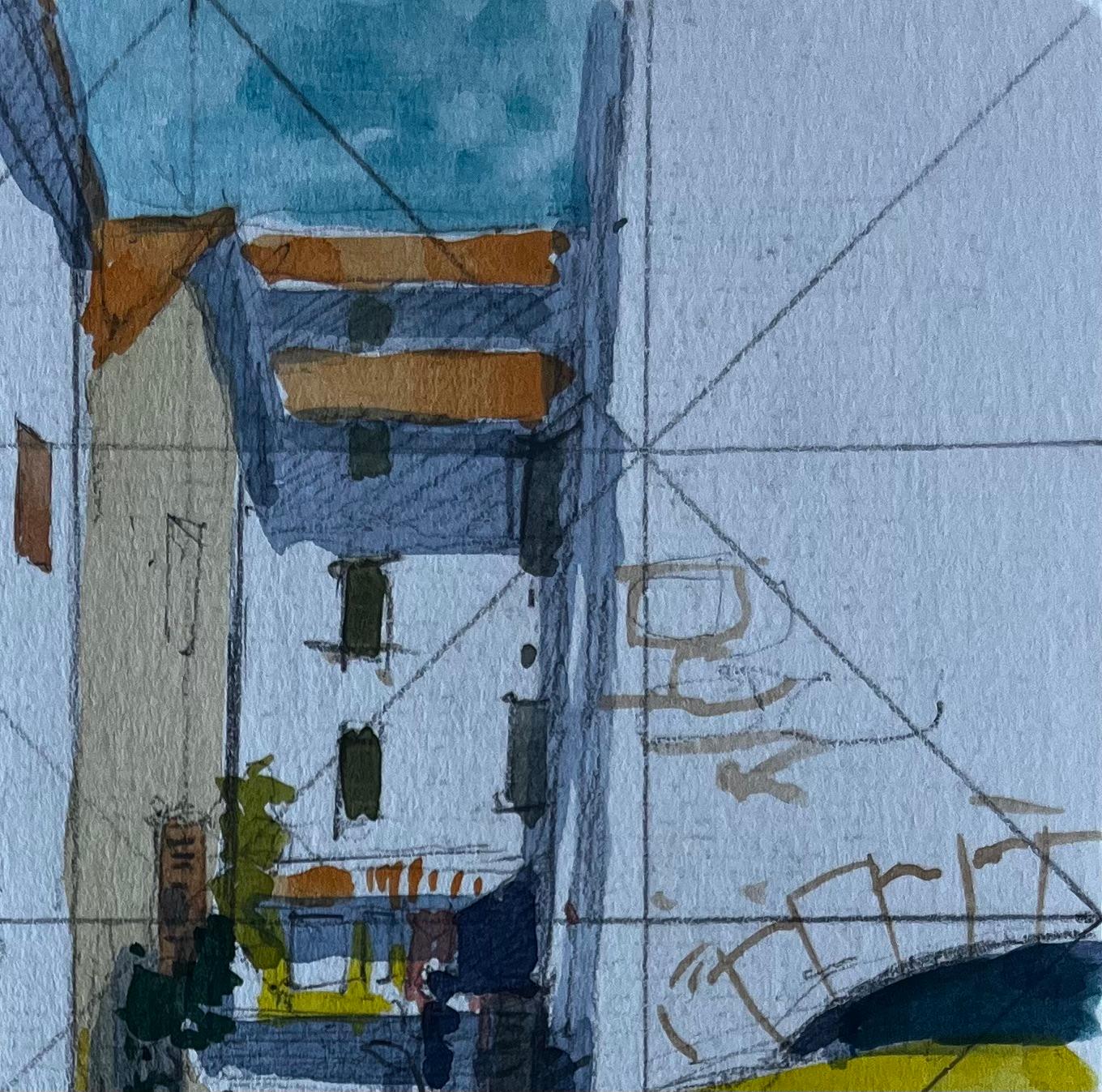 Studio del mercato di strada del Mediterraneo Acquerello di metà secolo di Pierre Neveu in vendita 3